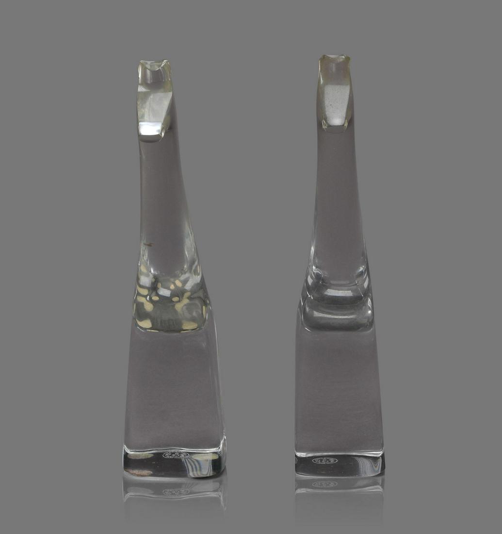 Pair of Baccarat Crystal Giraffes.: Height 7.25 inches, acid etched mark.