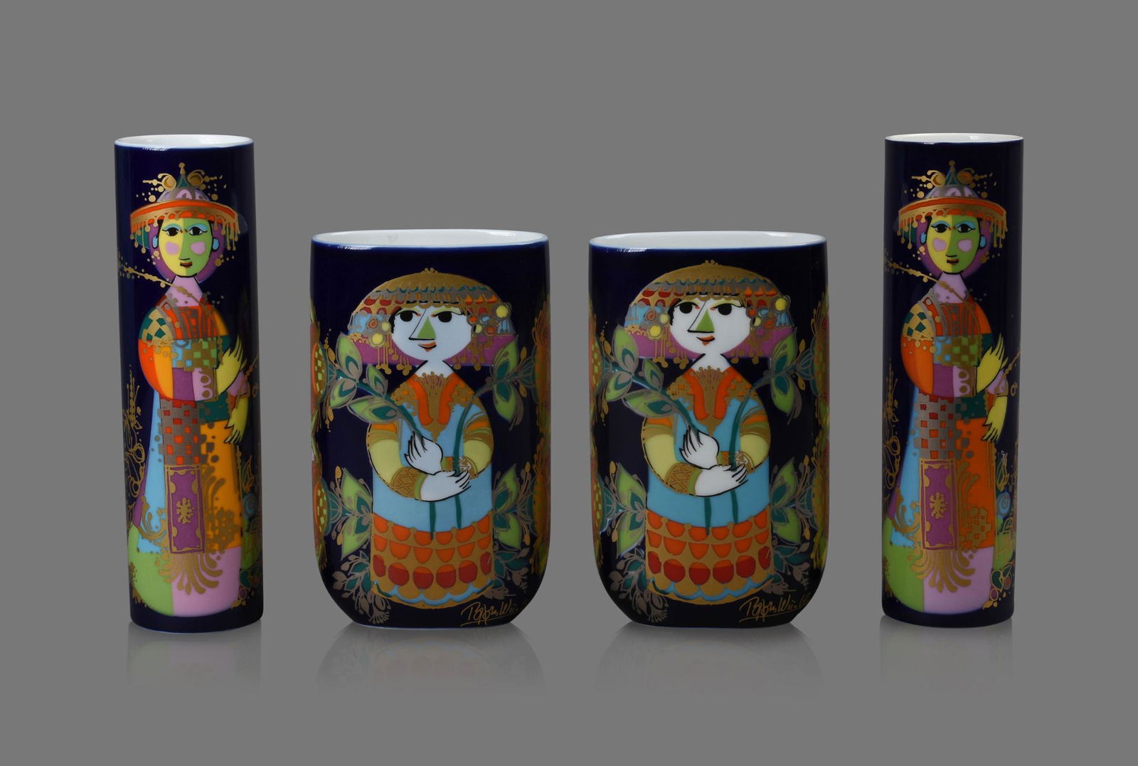 Four Bjorn Wiinblad For Rosenthal Vases. (1 of 4)