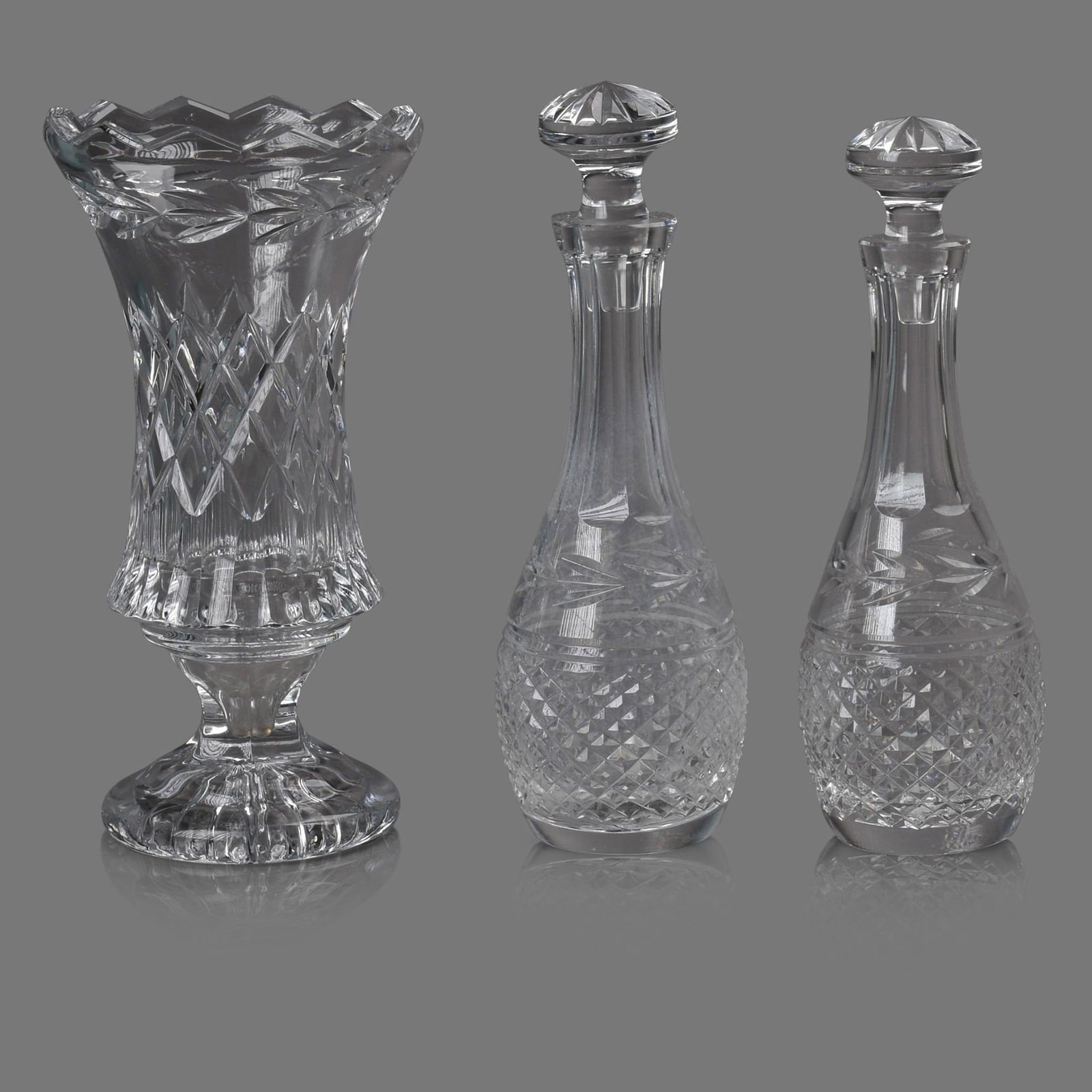 Two Waterford Crystal Decanters and a Vase. (1 of 3)