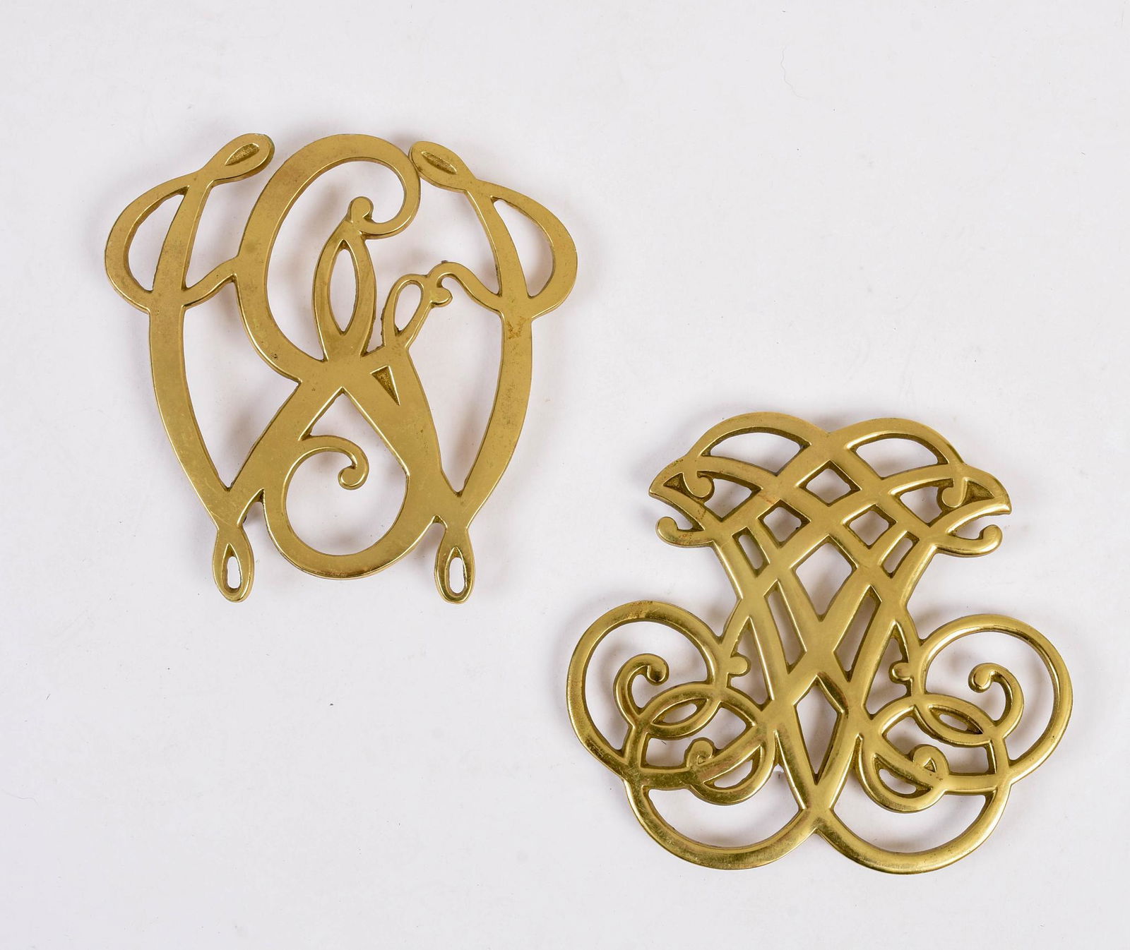 Pair of Virginia Metalcrafters Thomas Jefferson Brass Trivets. (1 of 2)