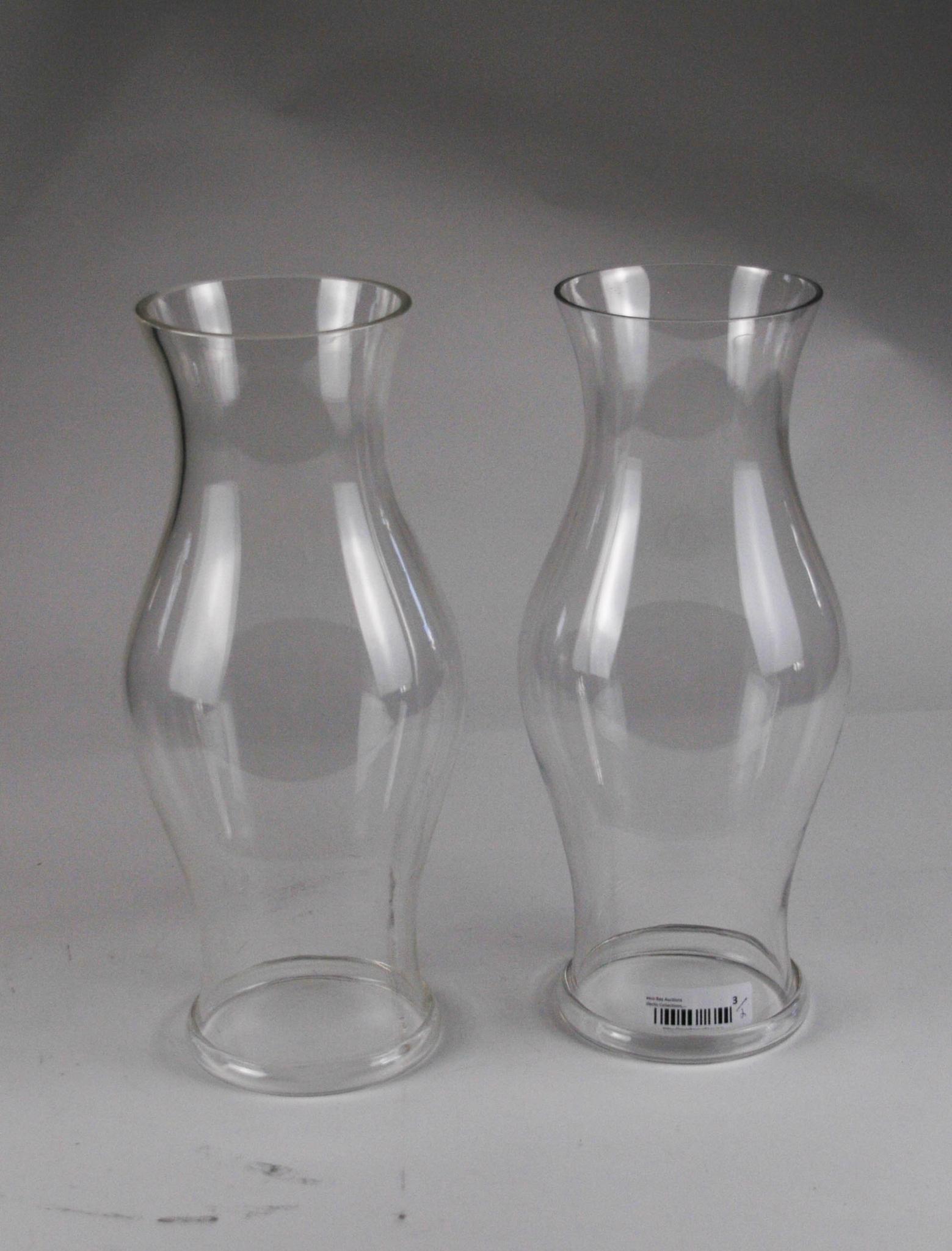 Pair of Large Glass Hurricane Shades. (1 of 3)