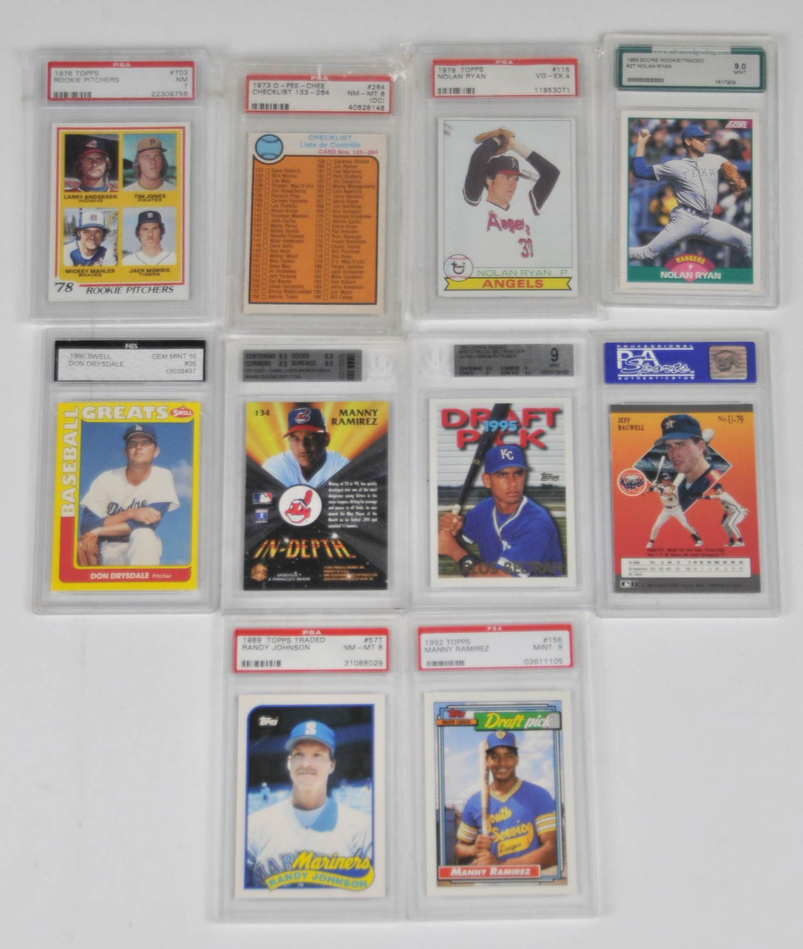 9 Graded Baseball Cards. (1 of 2)