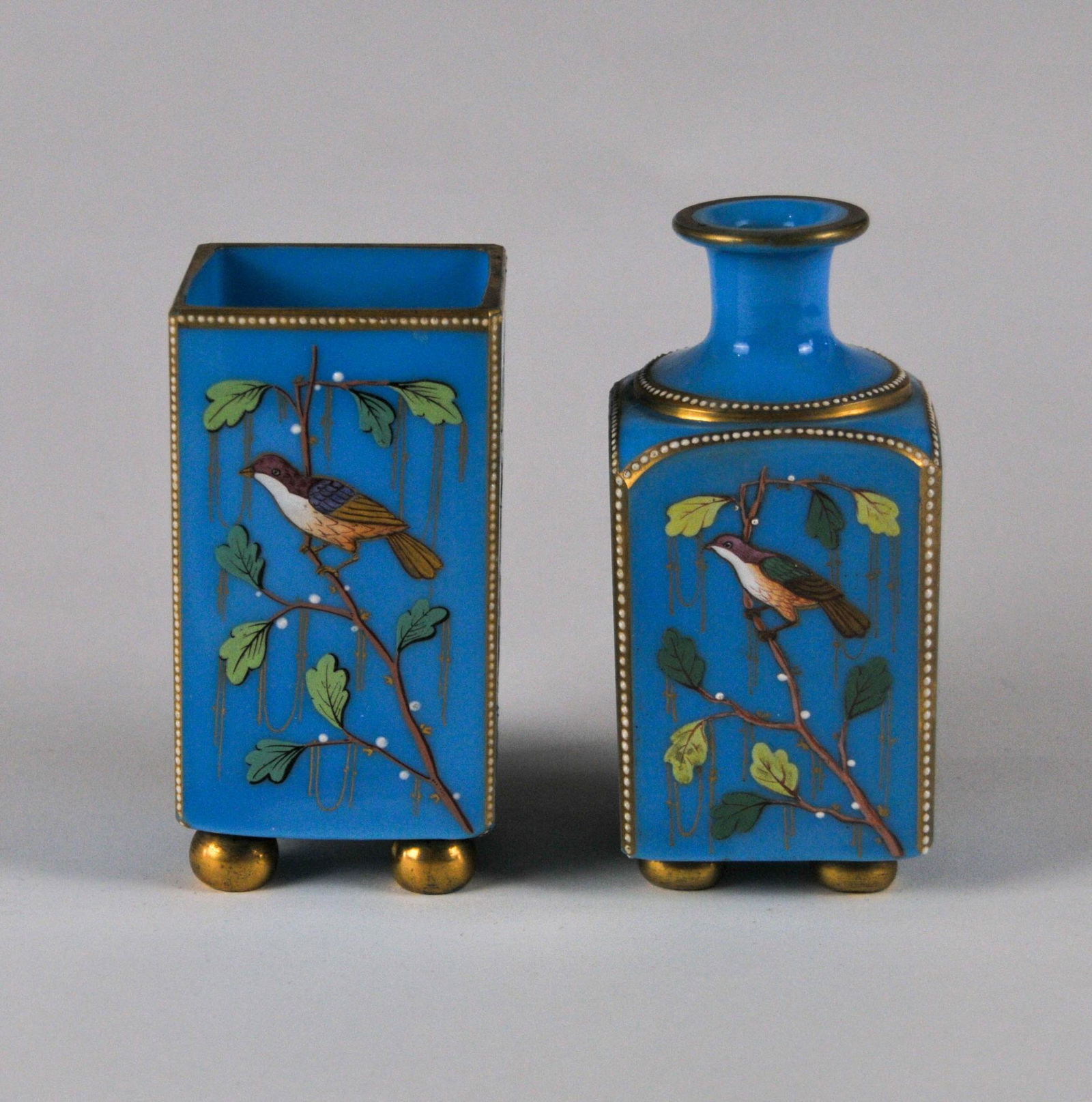 Two Continental Handpainted Glass Vases. (1 of 2)