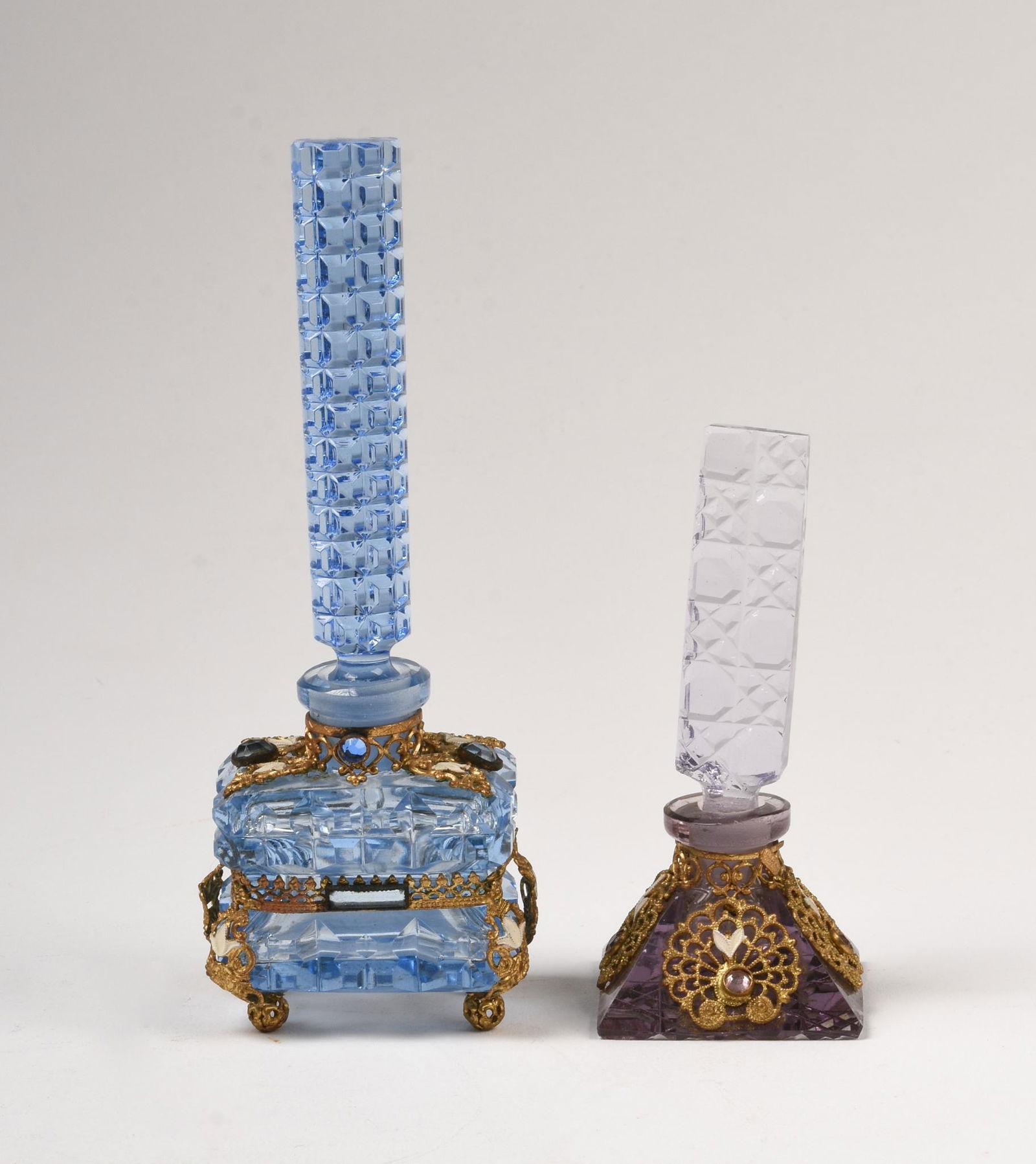 Two Perfume Bottles With Gilt Mounts. (1 of 2)