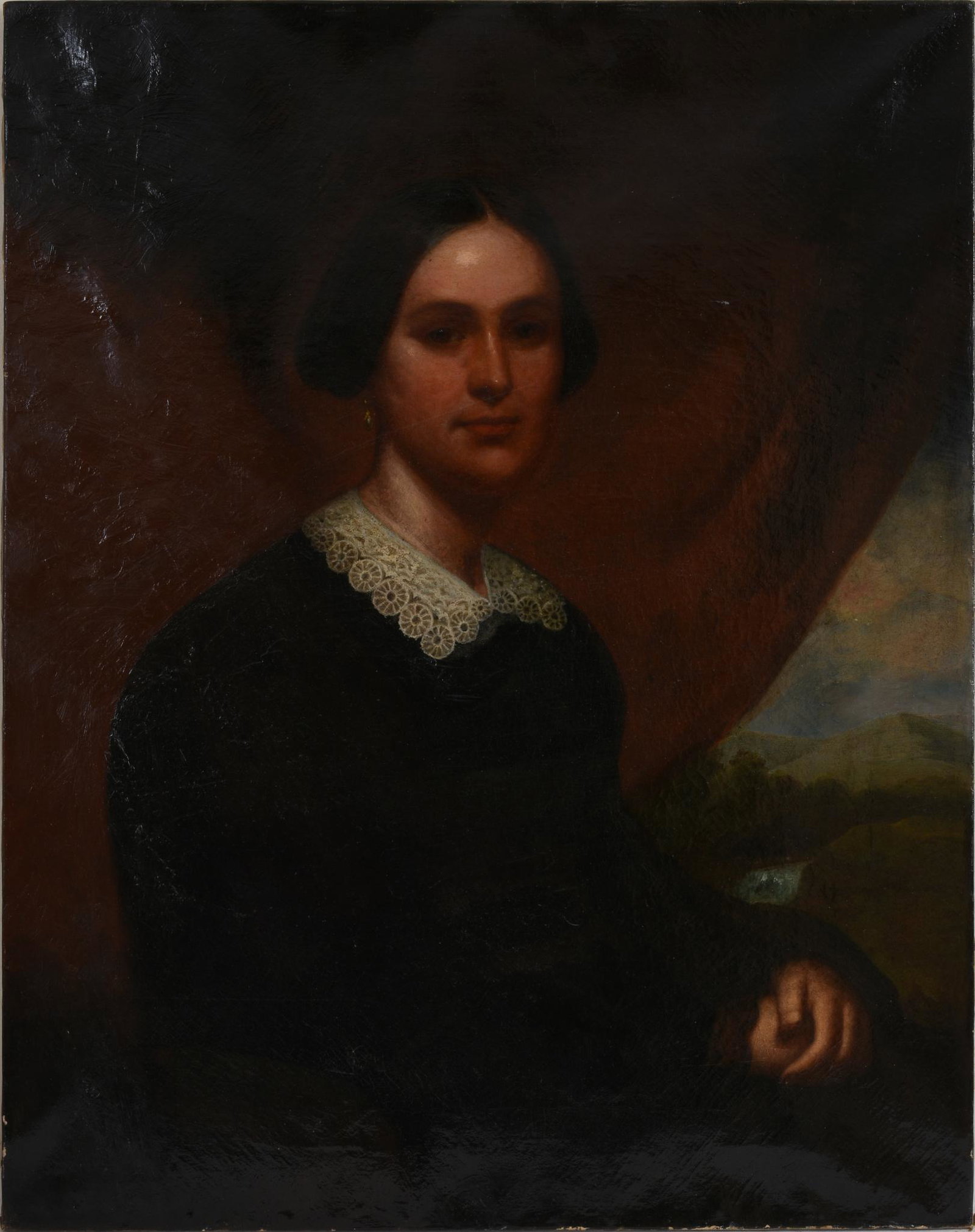 19th Century Portrait of a Woman, European School.: Oil on canvas, 34 x 27 inches. Recently cleaned, a few small patches at back.
