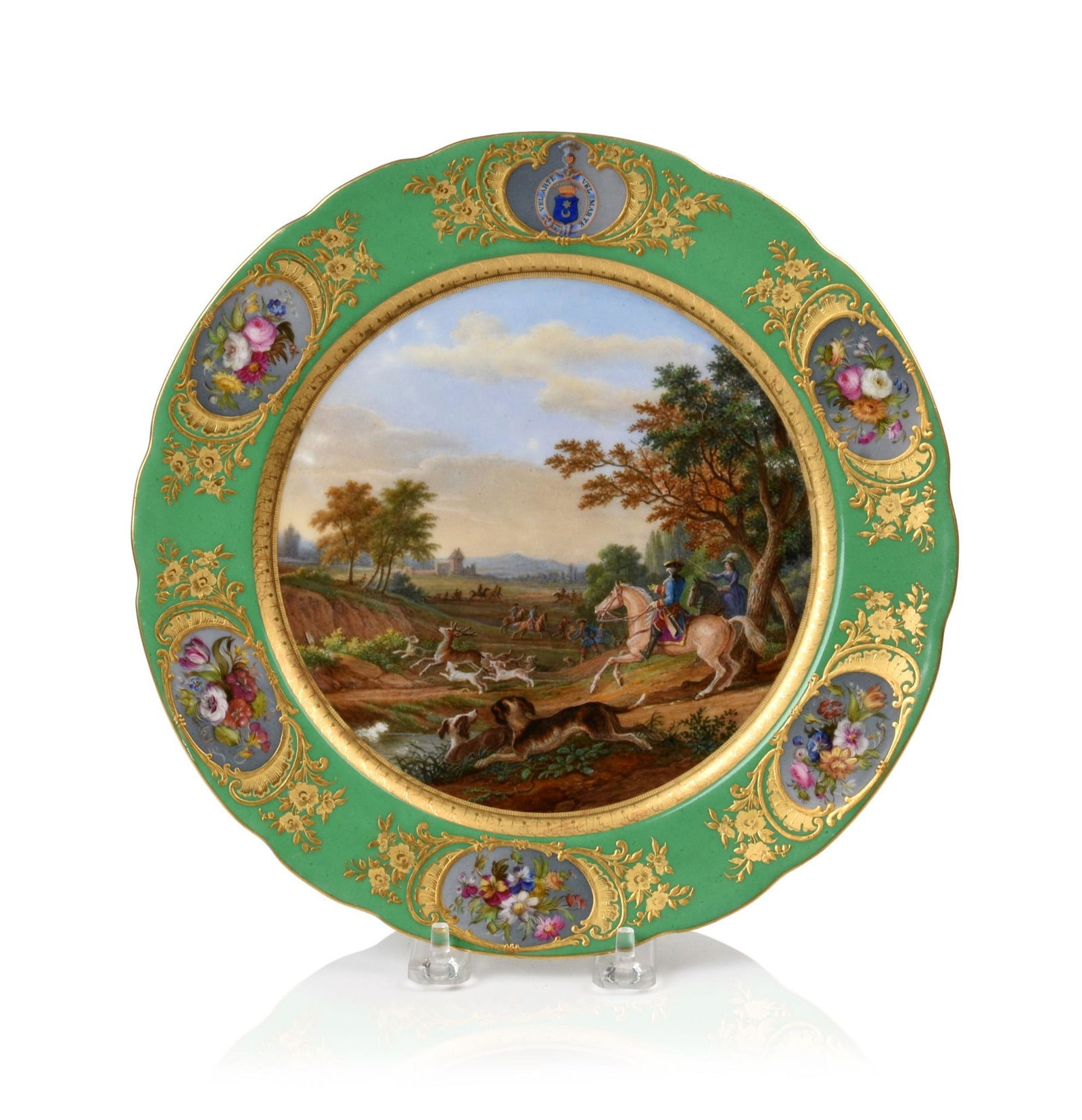 Boyer of Paris Armorial Scenic Porcelain Plate. (1 of 2)