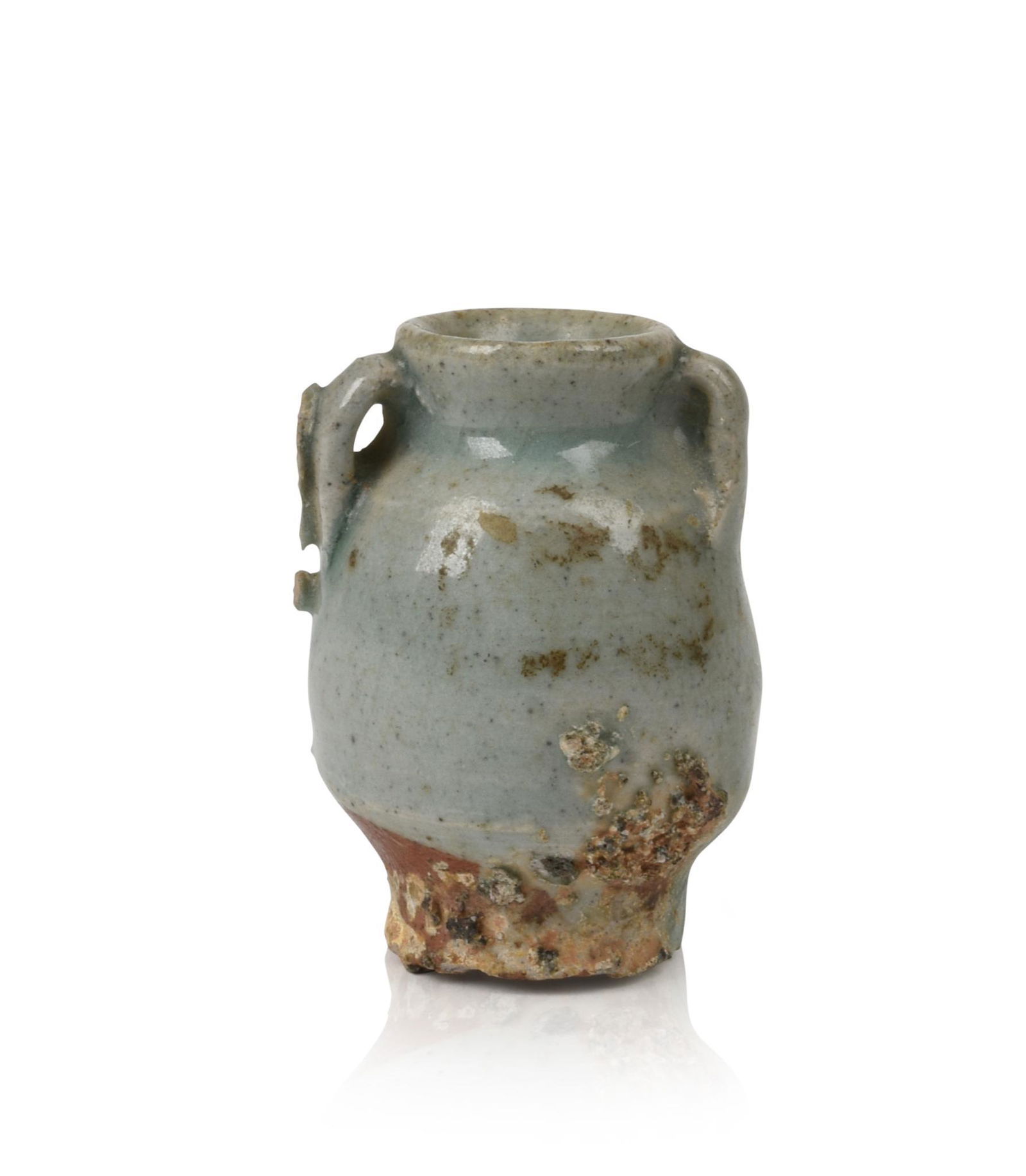 Fifth Century Thai Celadon Vase.: Height 2.75 inches, with old museum label.