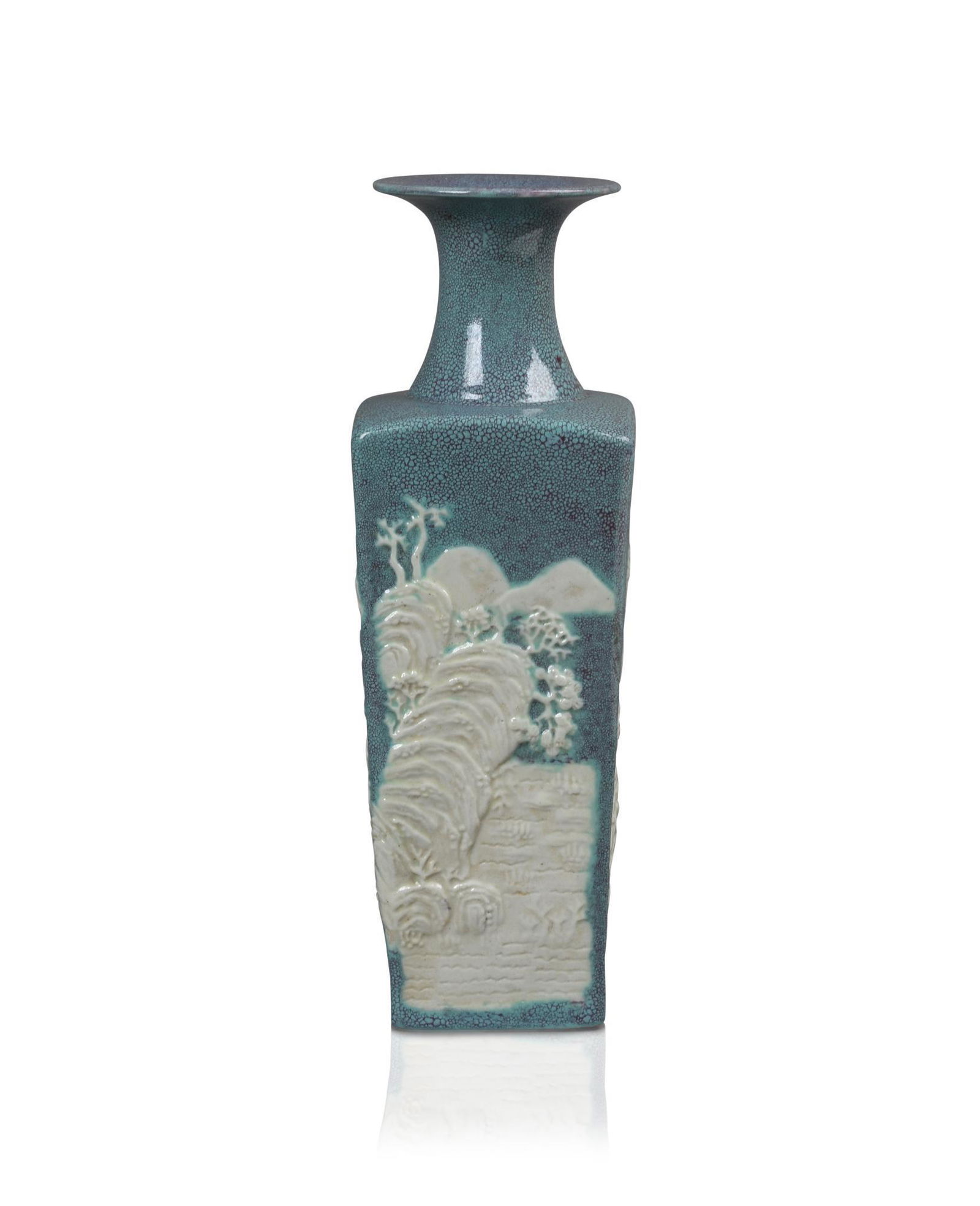 Chinese Robins Egg Blue Porcelain Square Vase. (1 of 5)