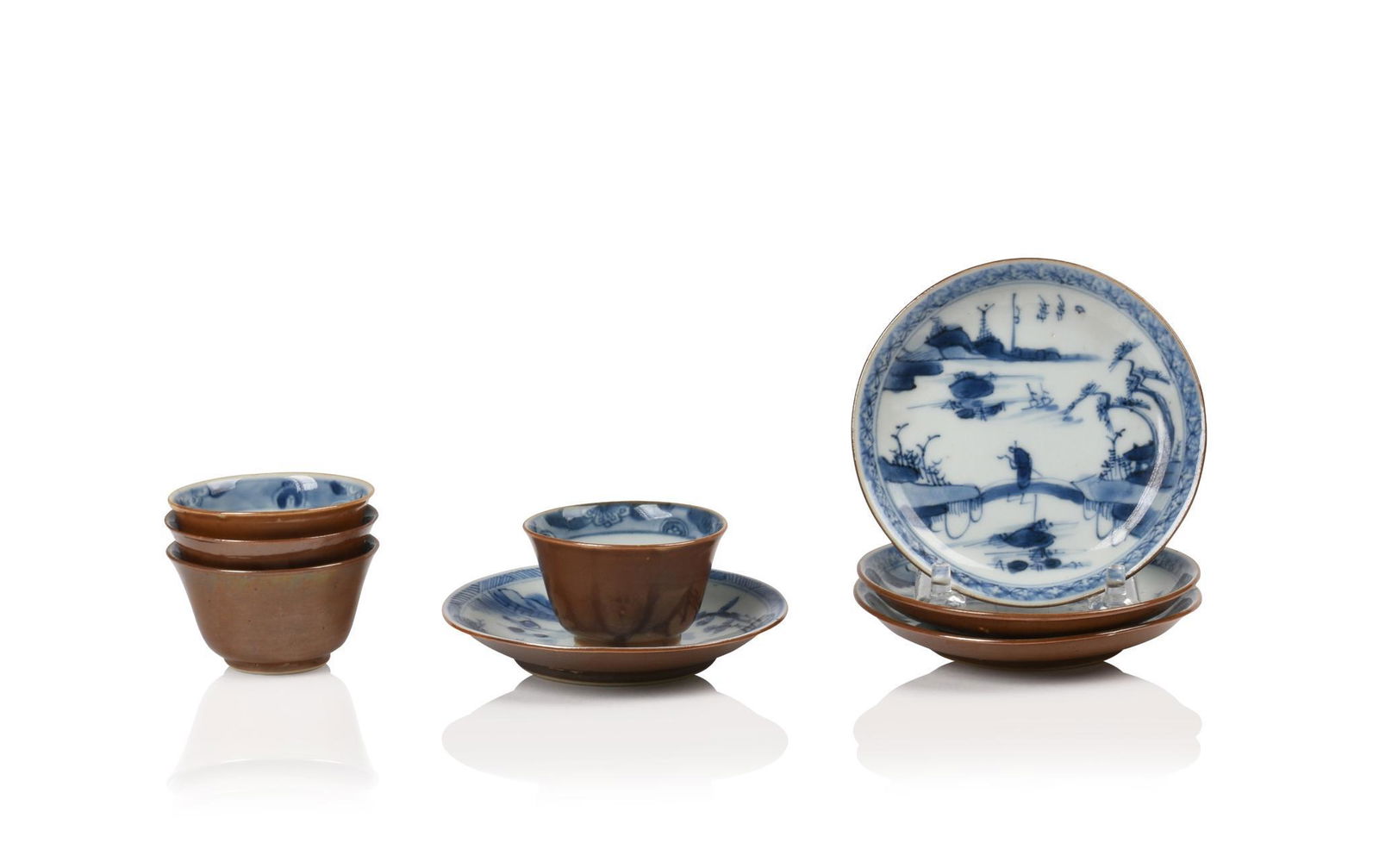 Four Small Chinese Porcelain Teacups and Saucers. (1 of 5)
