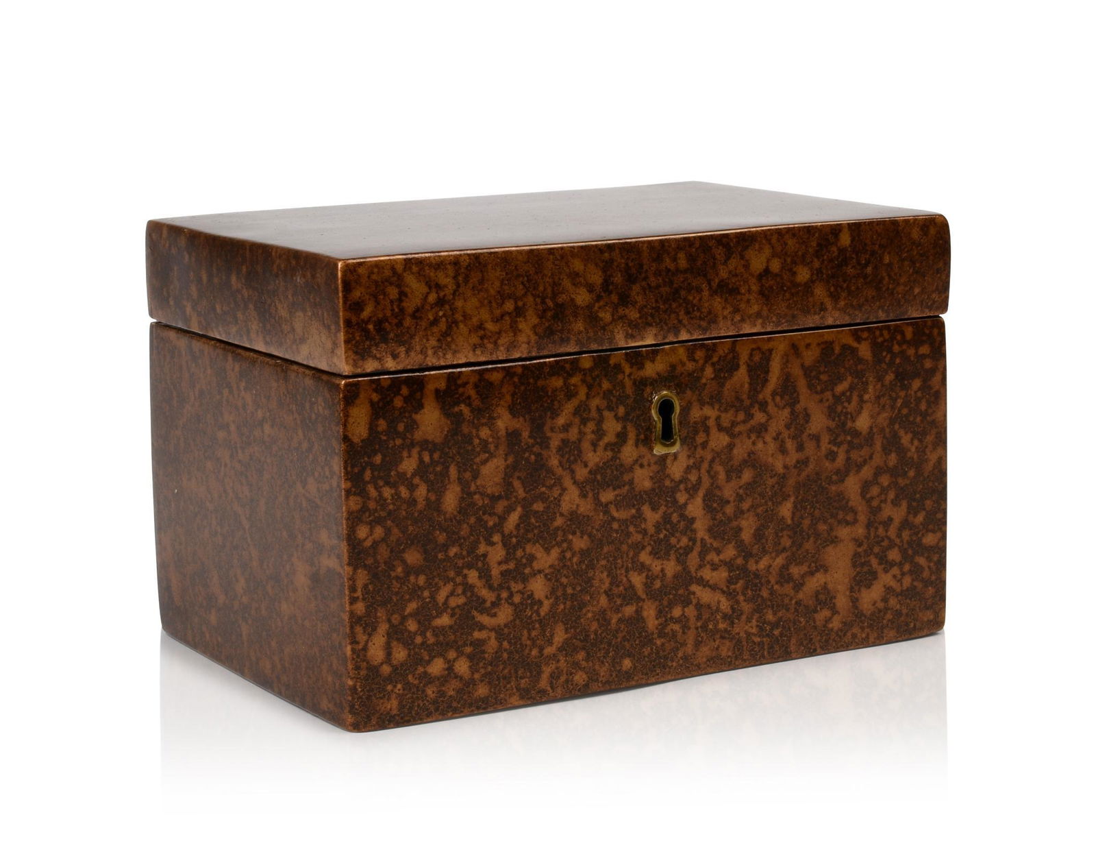 Chinese Burlwood and Pewter Tea Caddy. (1 of 5)