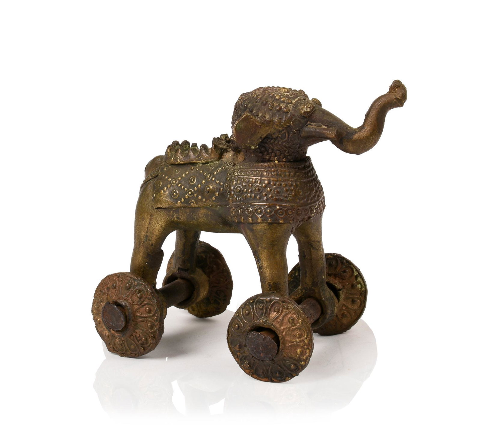Cast Bronze Elephant Rolling Toy.: Height 5 inches.