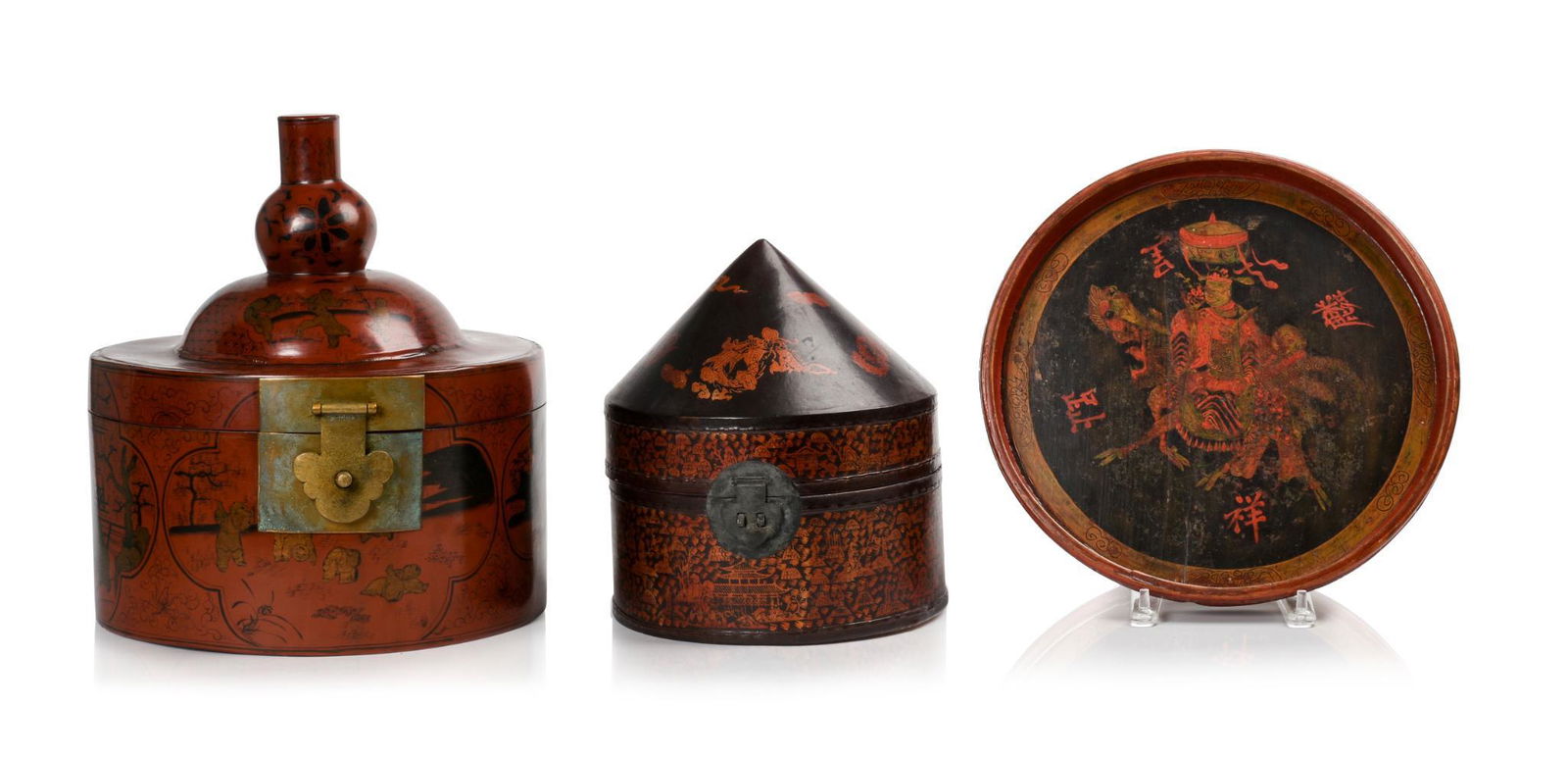 Two Pakistani Wooden Spice Boxes, and a Tray. (1 of 4)