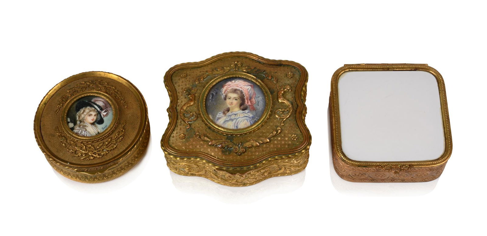 Three French Gilt Trinket Boxes. (1 of 5)