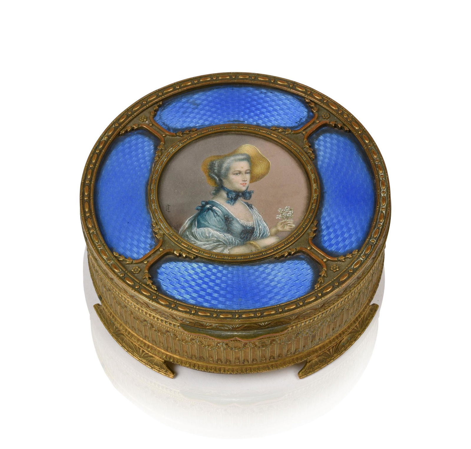 French Gilt Metal Dresser Box With Portrait Miniature. (1 of 5)