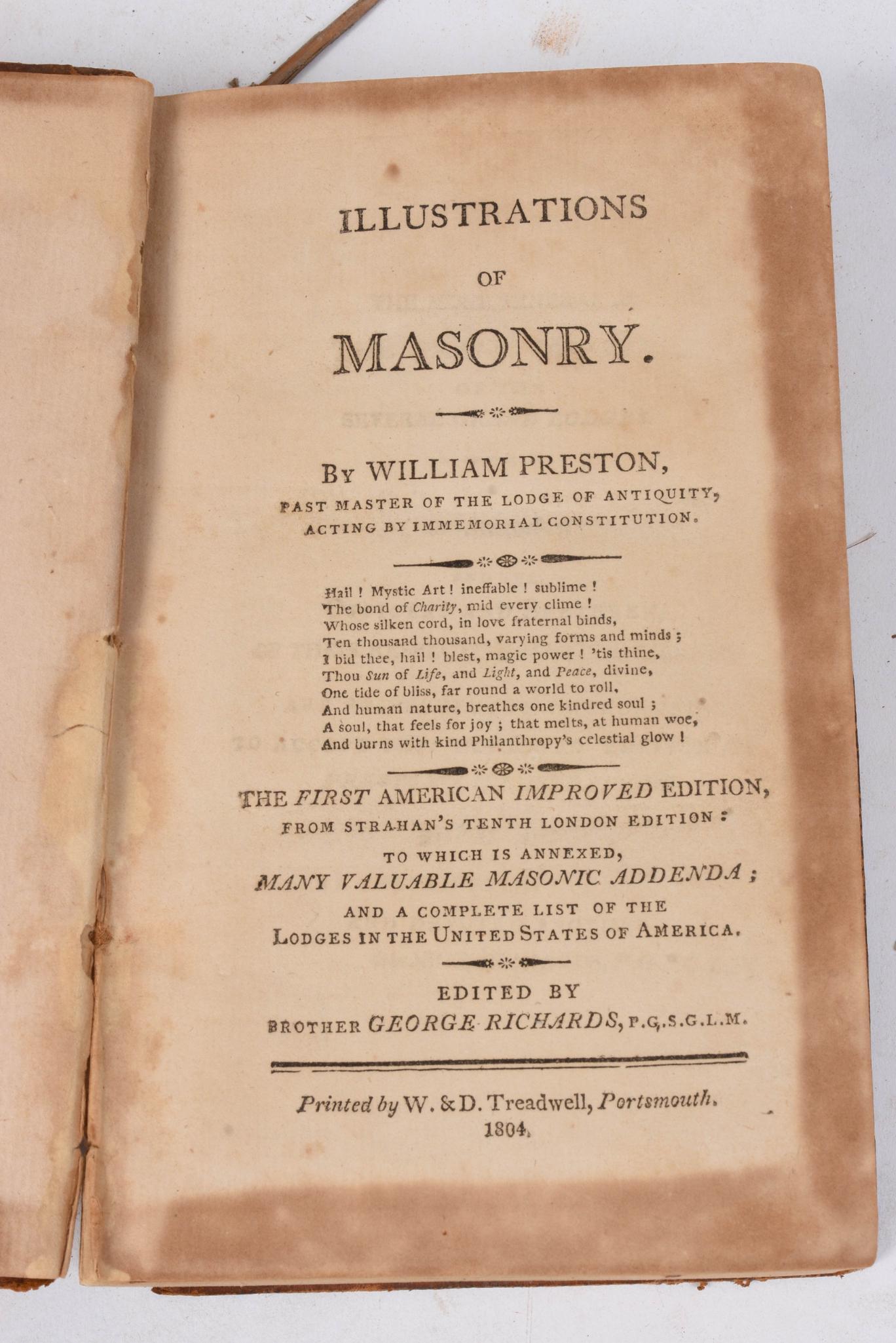 William Preston, Illustrations of Masonry. (1 of 1)