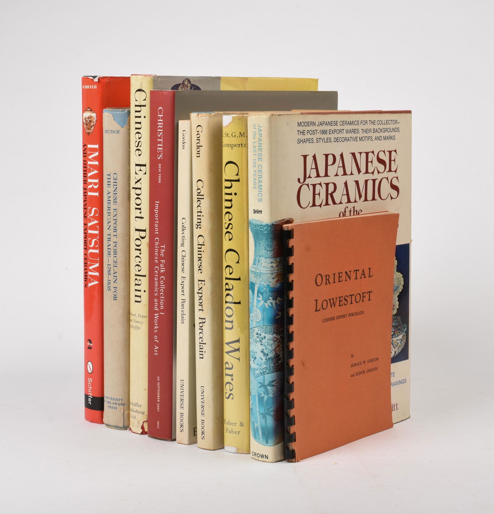 Books on Chinese Export and Asian Porcelain - Nine: G. St. G. M. Gompertz, Chinese Celadon Wares, 1958, Faber & Faber Irene Stitt, Japanese Ceramics of the last 100 years, 1974, Crown Eleanor Gordon, Collecting Chinese Export Porcelain, 1977, Main