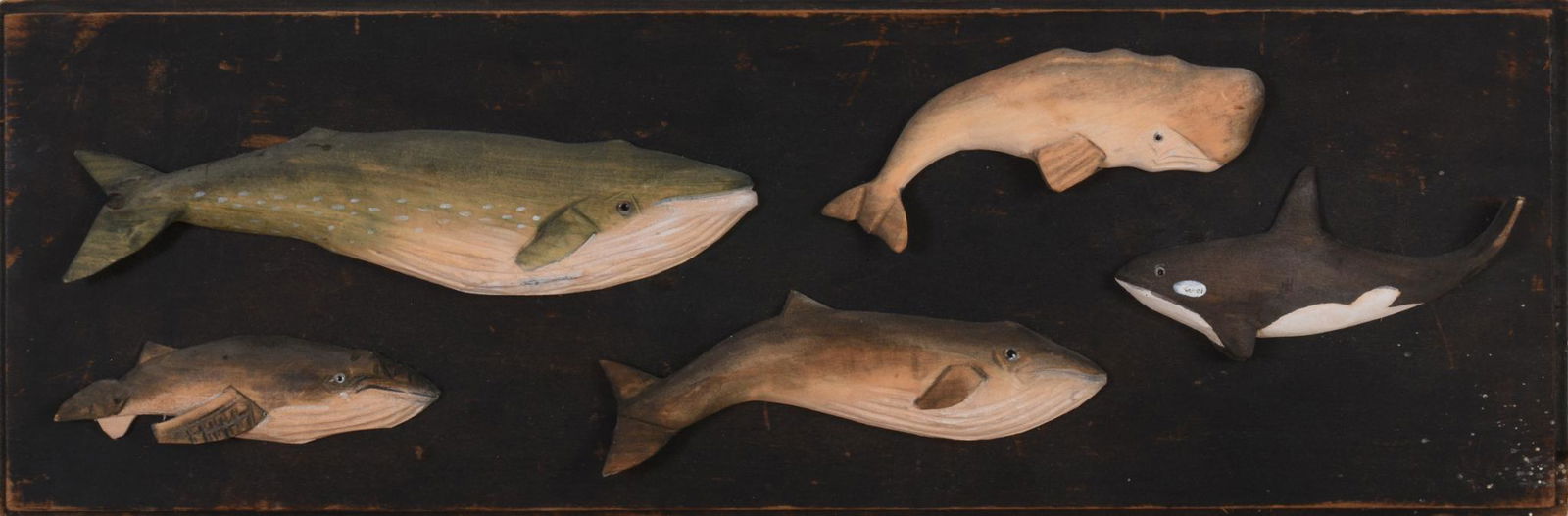 Folk Art Carved Plaque With Whales. (1 of 2)