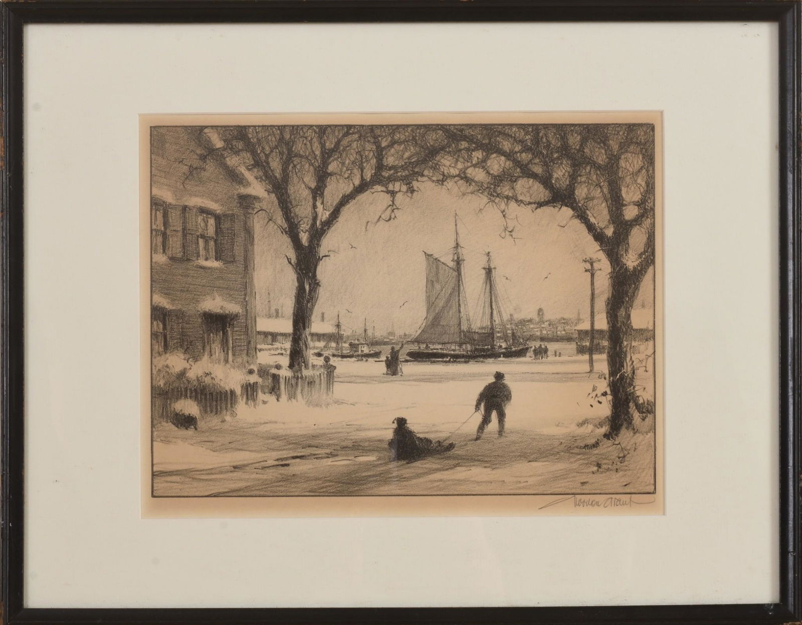 Gordon Grant (1875-1962) Gloucester Harbor in the Winter. (1 of 3)