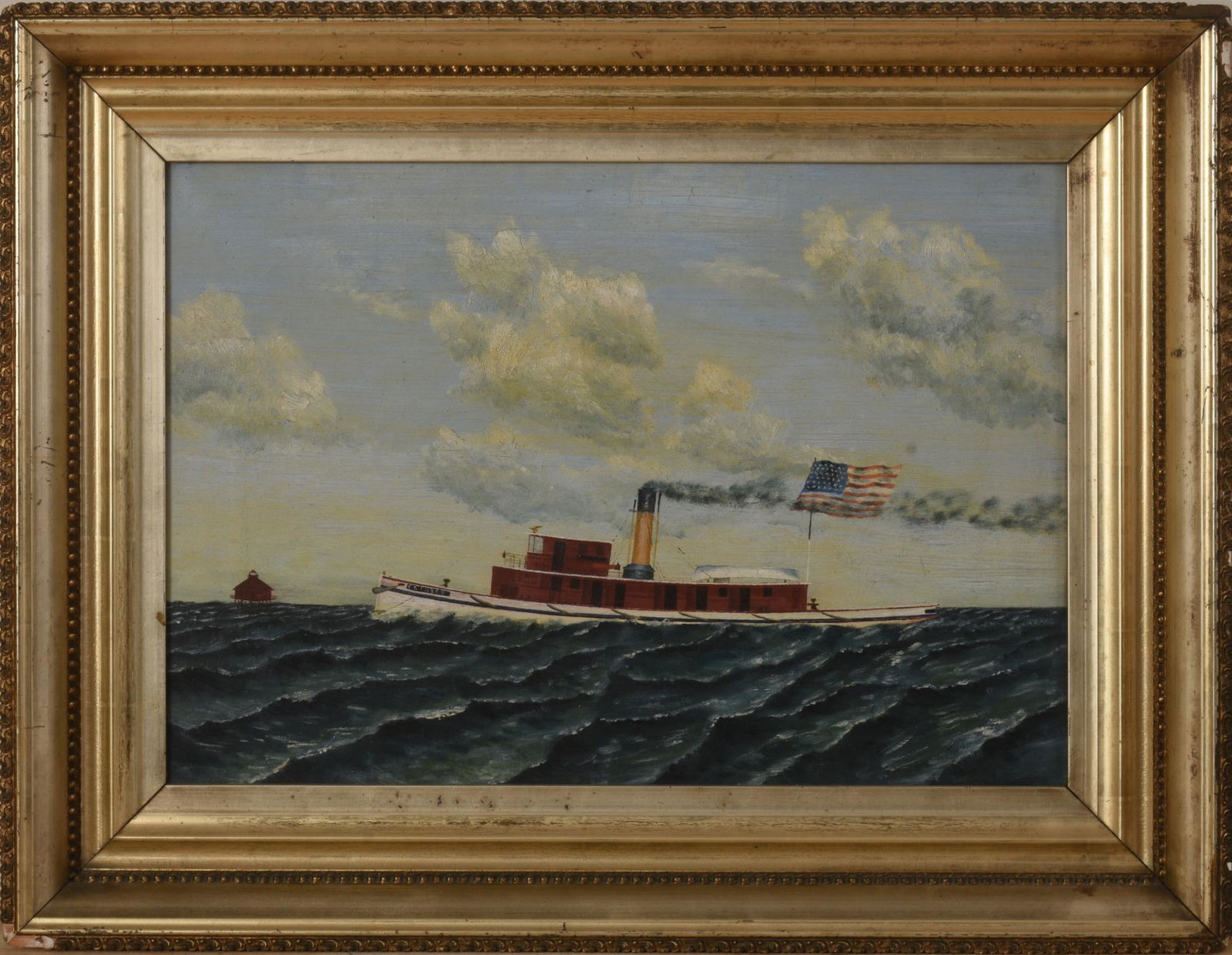 Tugboat Painting, Attr. Otto Muhlenfeld (1871 - 1907). (1 of 2)