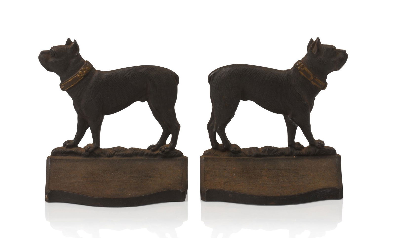 Pair of Bradley & Hubbard Boxer Dog Bookends.: Length 5 inches.