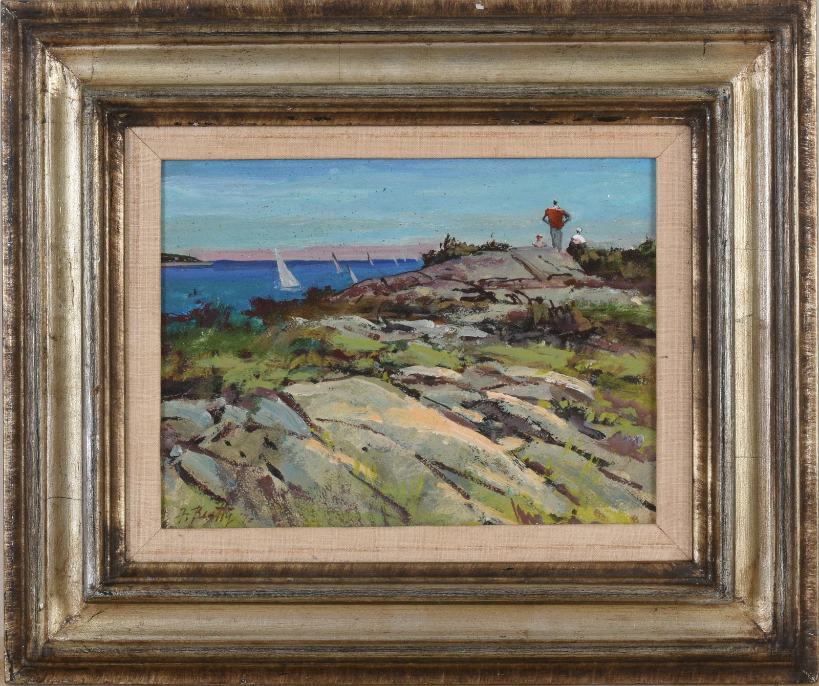 Frank T M Beatty (1899 - 1984). Rockport Headlands.: Oil on board, 9 x 12 inches, signed lower left, titled on verso. In original frame.