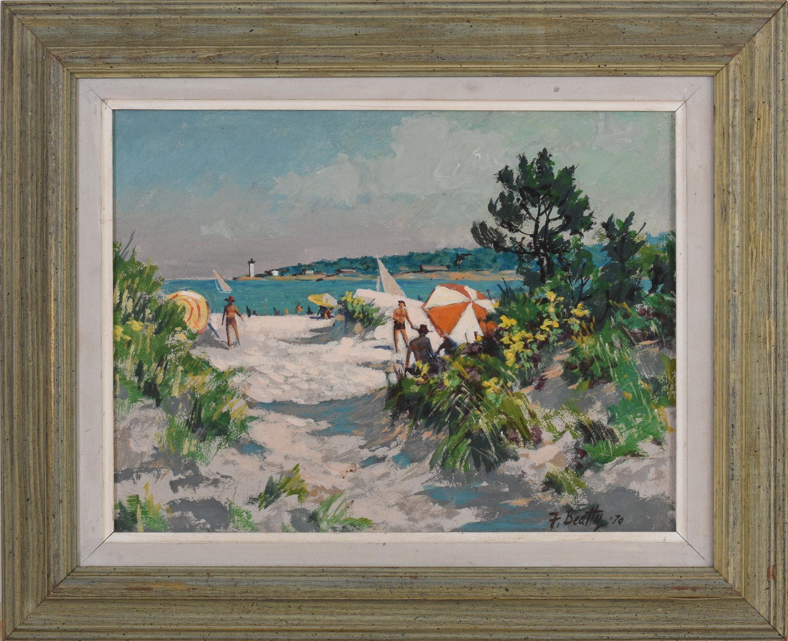 Frank T M Beatty (1899 - 1984). Beach Scene.: Oil on board, 12 x 16 inches, signed and dated 1970 lower right.