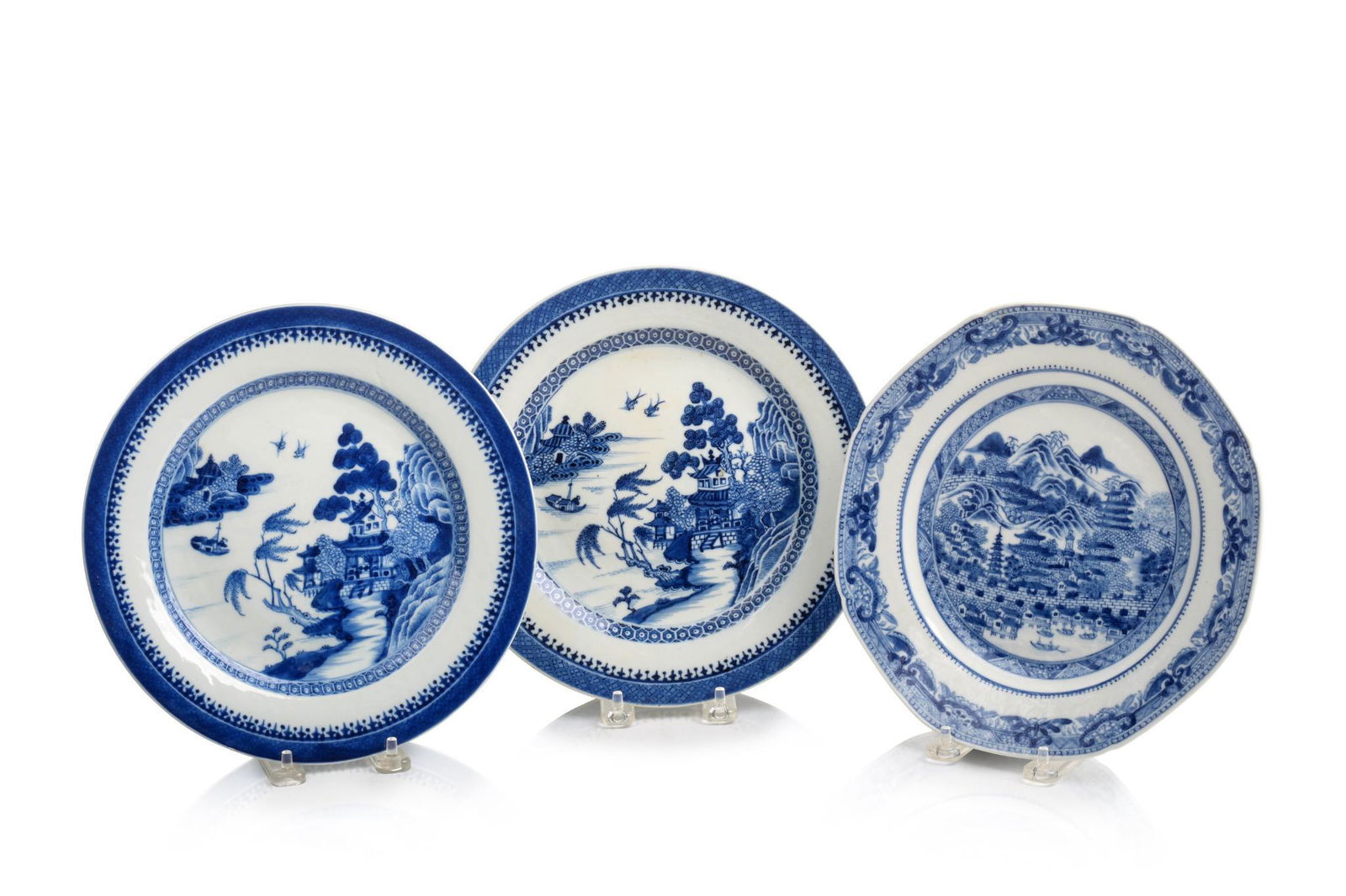 Three Chinese Blue and White Porcelain Plates. (1 of 3)