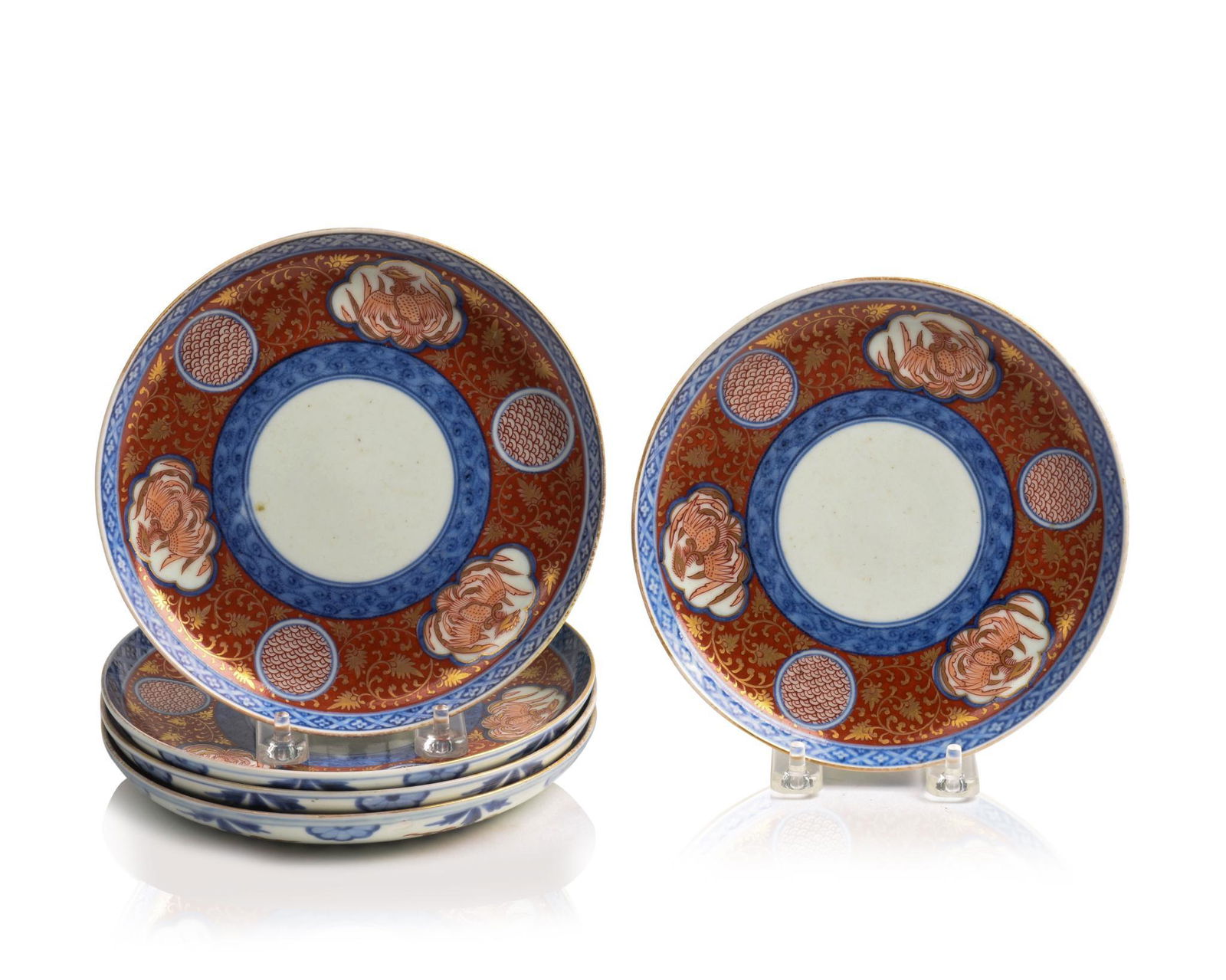 Five Fine Japanese Imari Plates. (1 of 2)