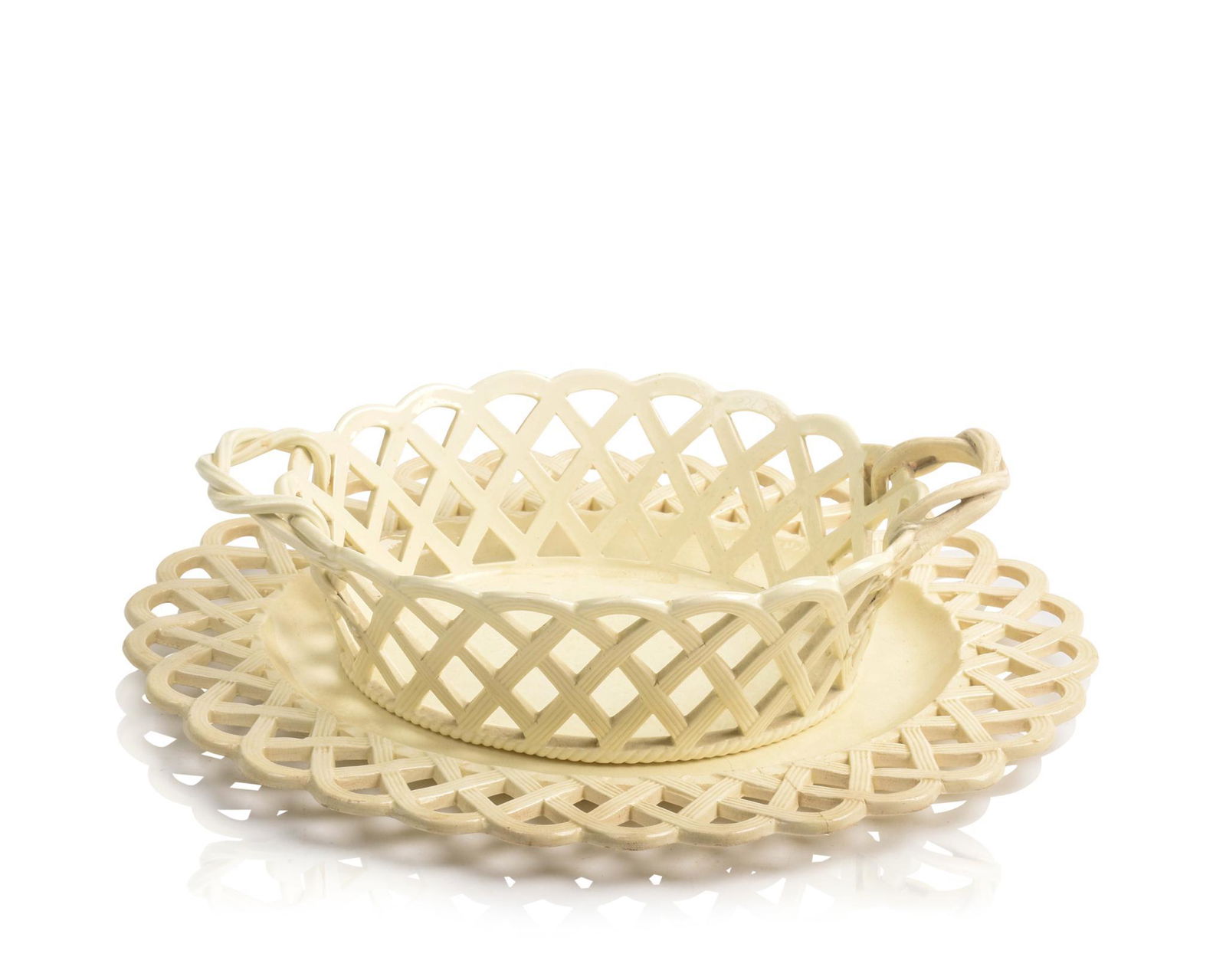 Wedgwood Creamware Basket and Undertray. (1 of 2)