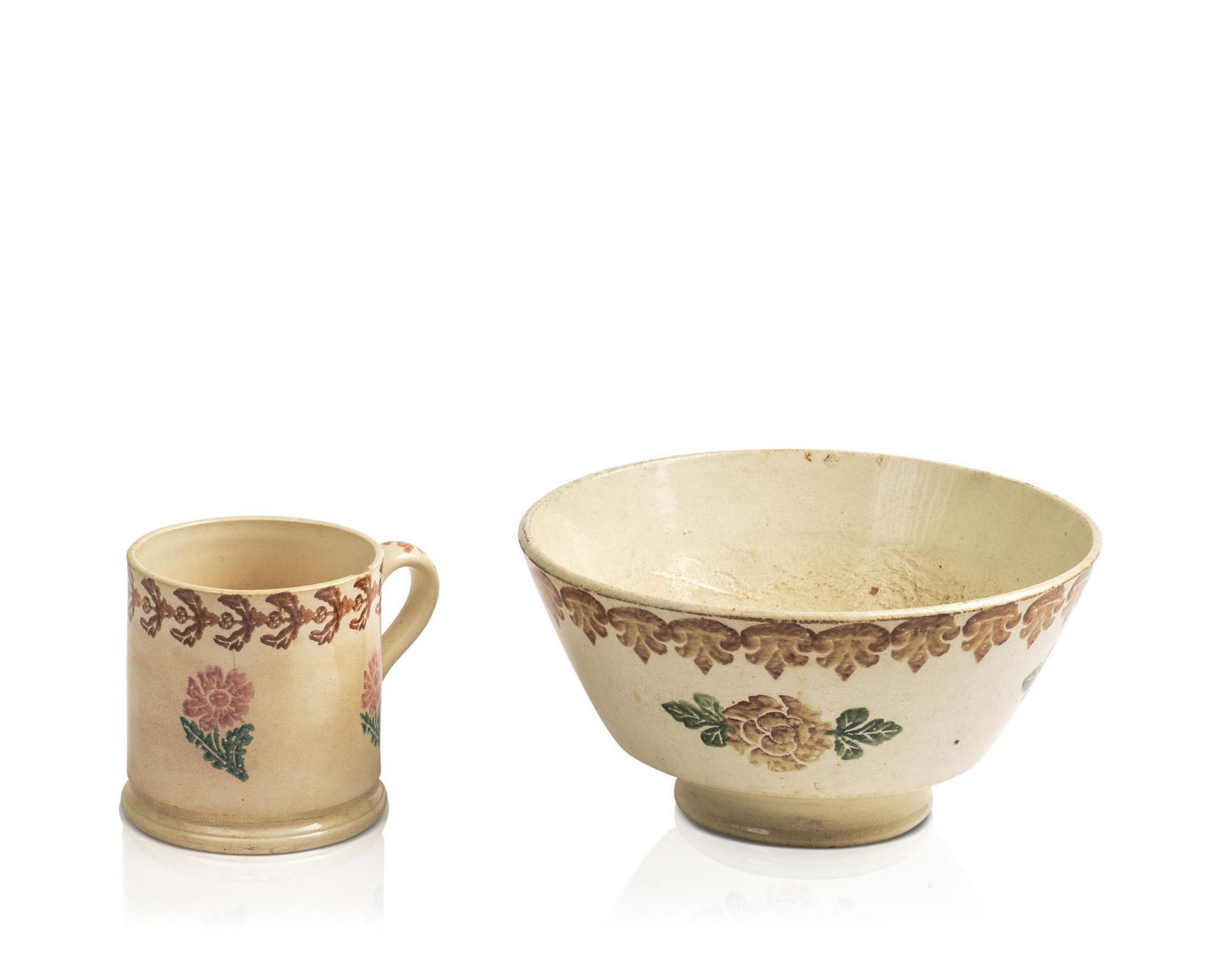 Two Pieces pf Spongeware. (1 of 6)