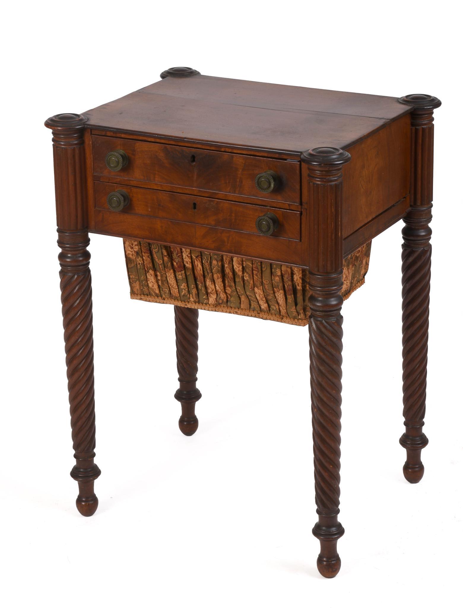 Early 19th C Mahogany Federal Sewing Stand. (1 of 3)