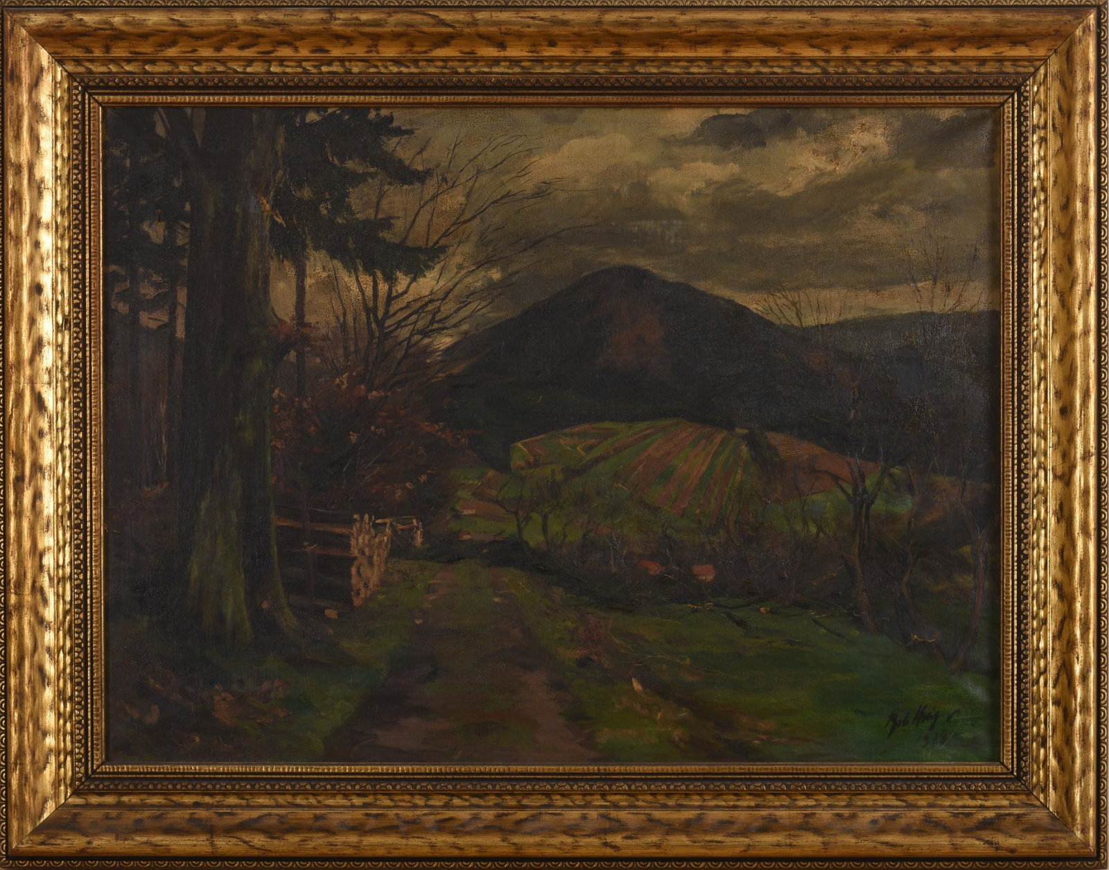 Mountain Foothills, American School, 1928.: Oil on canvas, 18.5 x 25.5 inches, signed lower right.