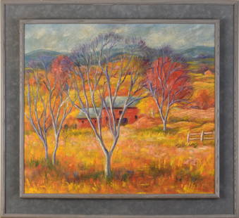 Paul Raphael Meltsner (1905 - 1966). Autumn Landscape.: Oil on board, 27 x 30 inches, signed lower right. Framed, 34.5 x 37 inches.