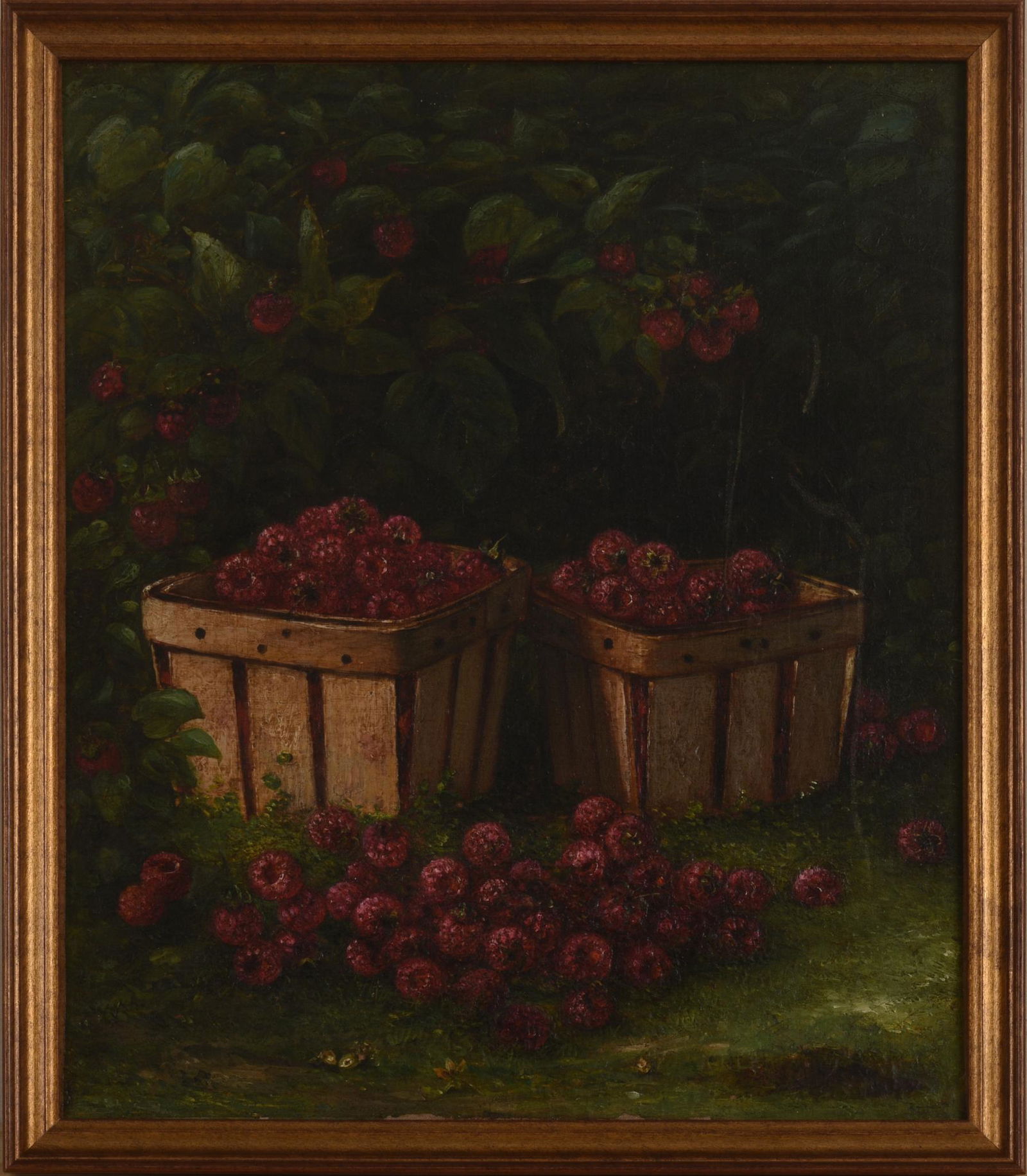 Two Baskets of Raspberries, American School. (1 of 2)