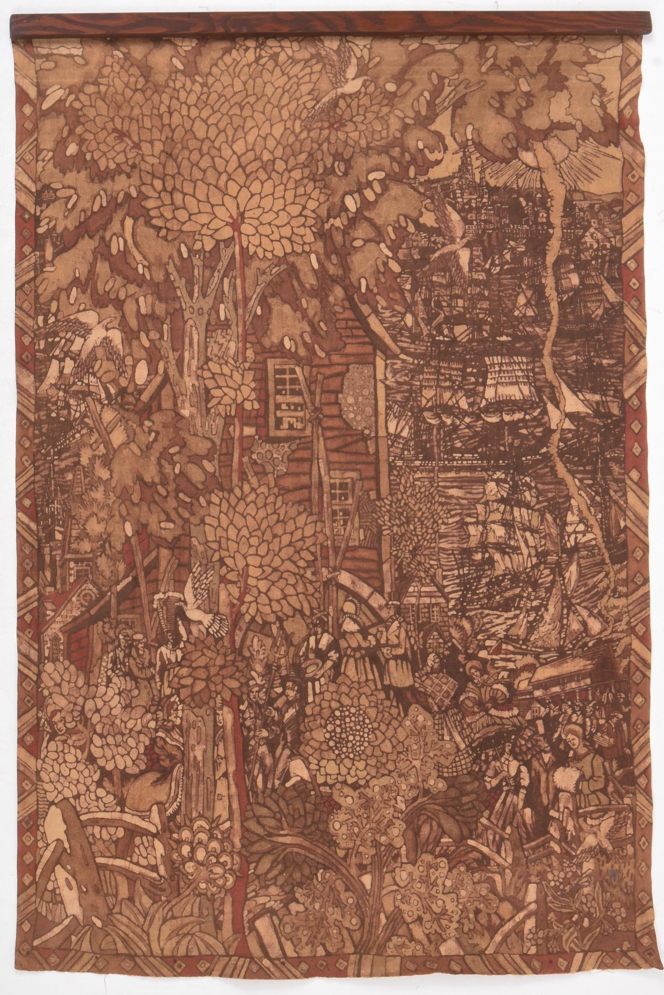 Vernon Smith Batik Panel With House. (1 of 4)