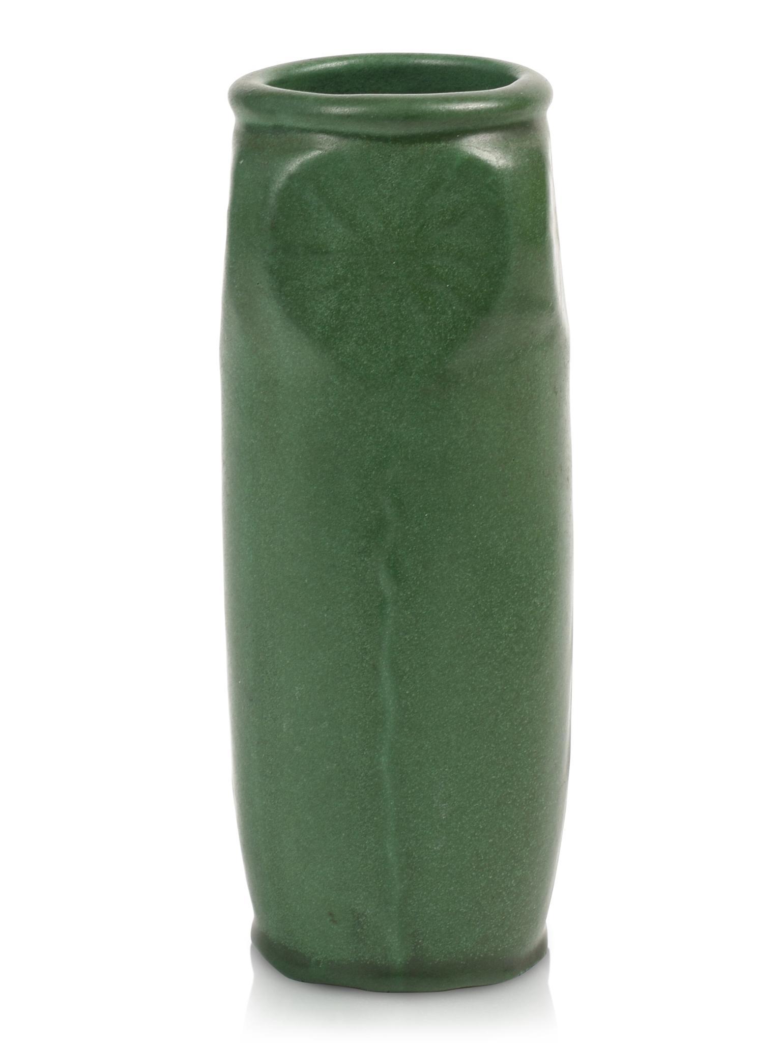 Weller Pottery Matte Green Four Sided Vase. (1 of 3)