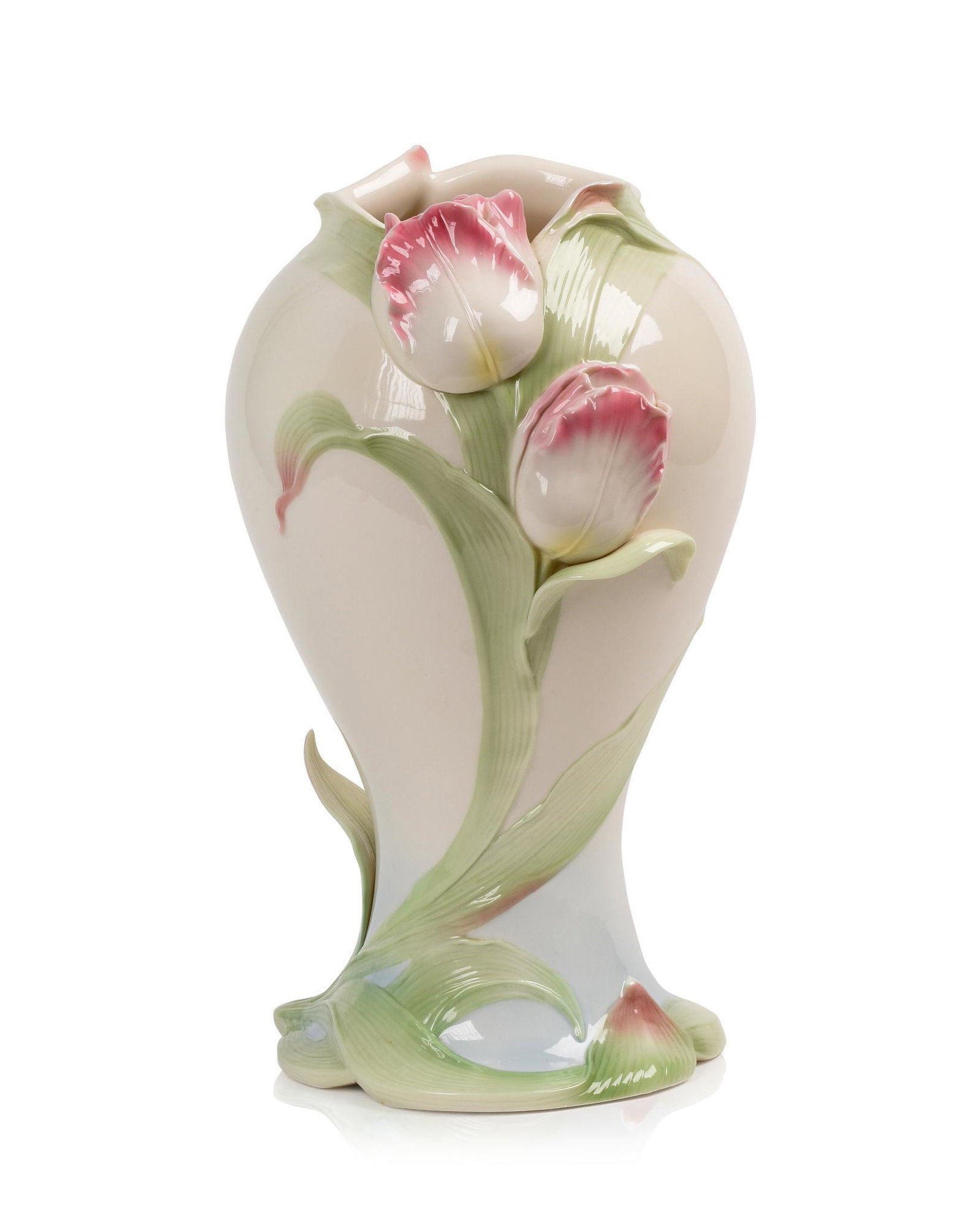 Franz Collection Tulip Vase in Original Box.: Porcelain, height 13 inches.