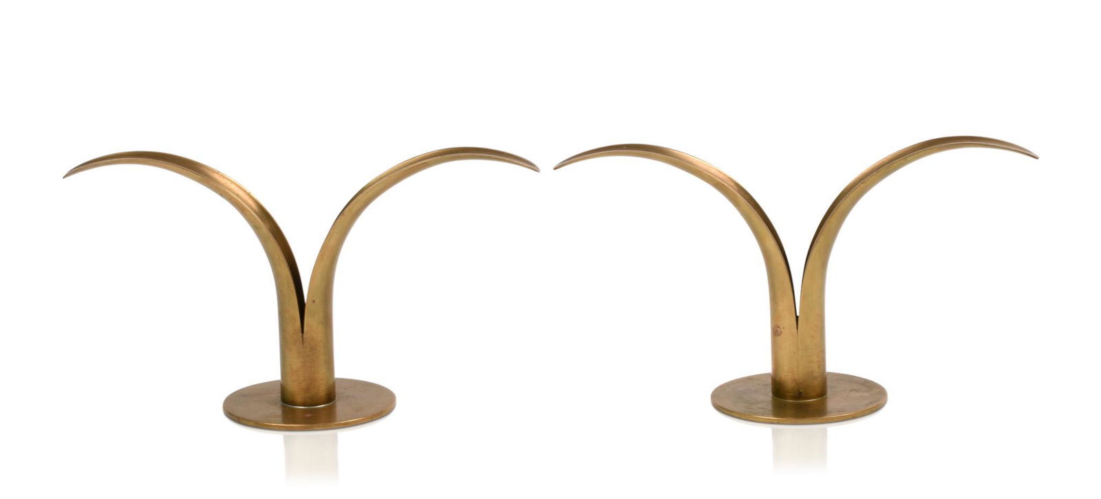 Pair of Ystad Metall Brass ?Lily? Candlesticks. (1 of 3)