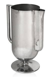 Norman Bel Geddes Baron Chrome Pitcher for Revere.: Art Deco, c. 1930s. Height 12.25 inches.