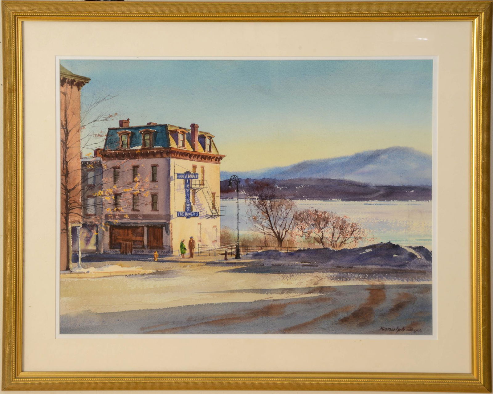 Ranulph Bye (1916 - 2003) Landscape With Figures.: Watercolor on paper, signed lower right, 17 x 23 inches, sight. Framed, 24 x 30 inches.