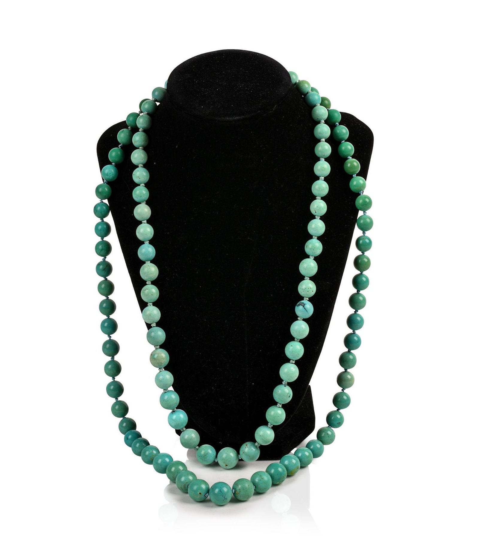 Two Chinese Turquoise Bead and Gilt Silver Necklaces. (1 of 4)