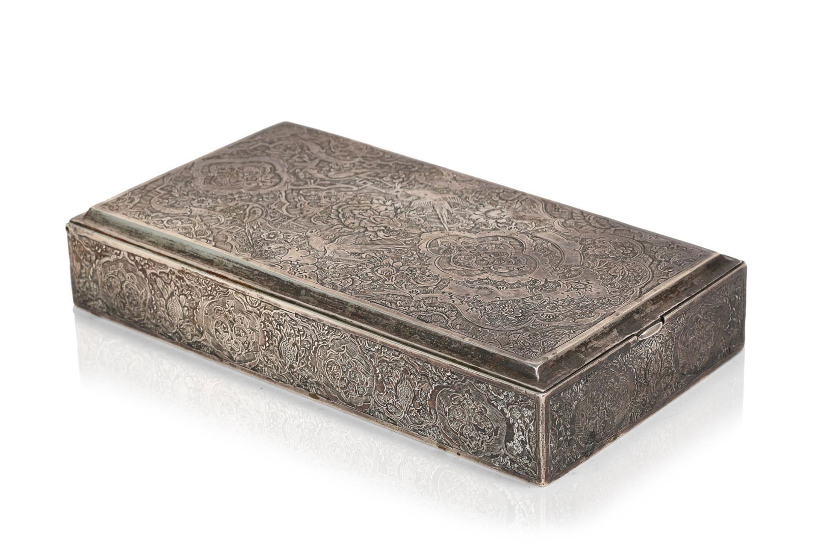 Repousse Decorated Silver Box. (1 of 5)