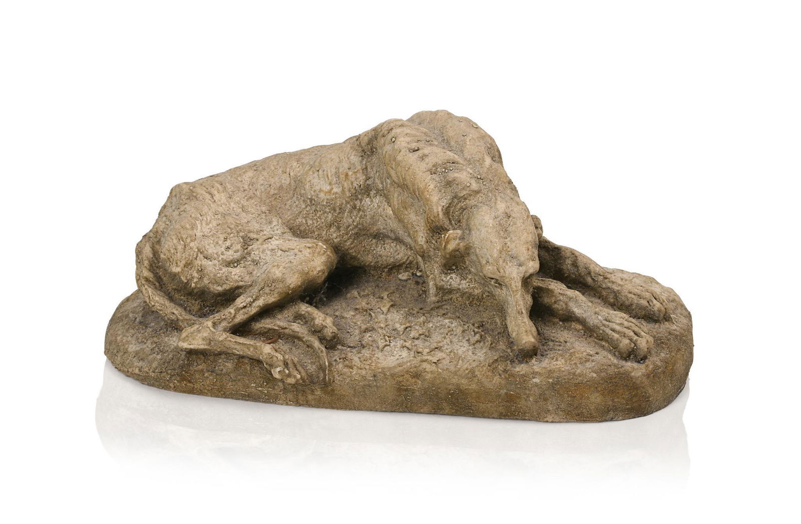 Small Carved Stone Sculpture of a Sleeping Dog. (1 of 4)