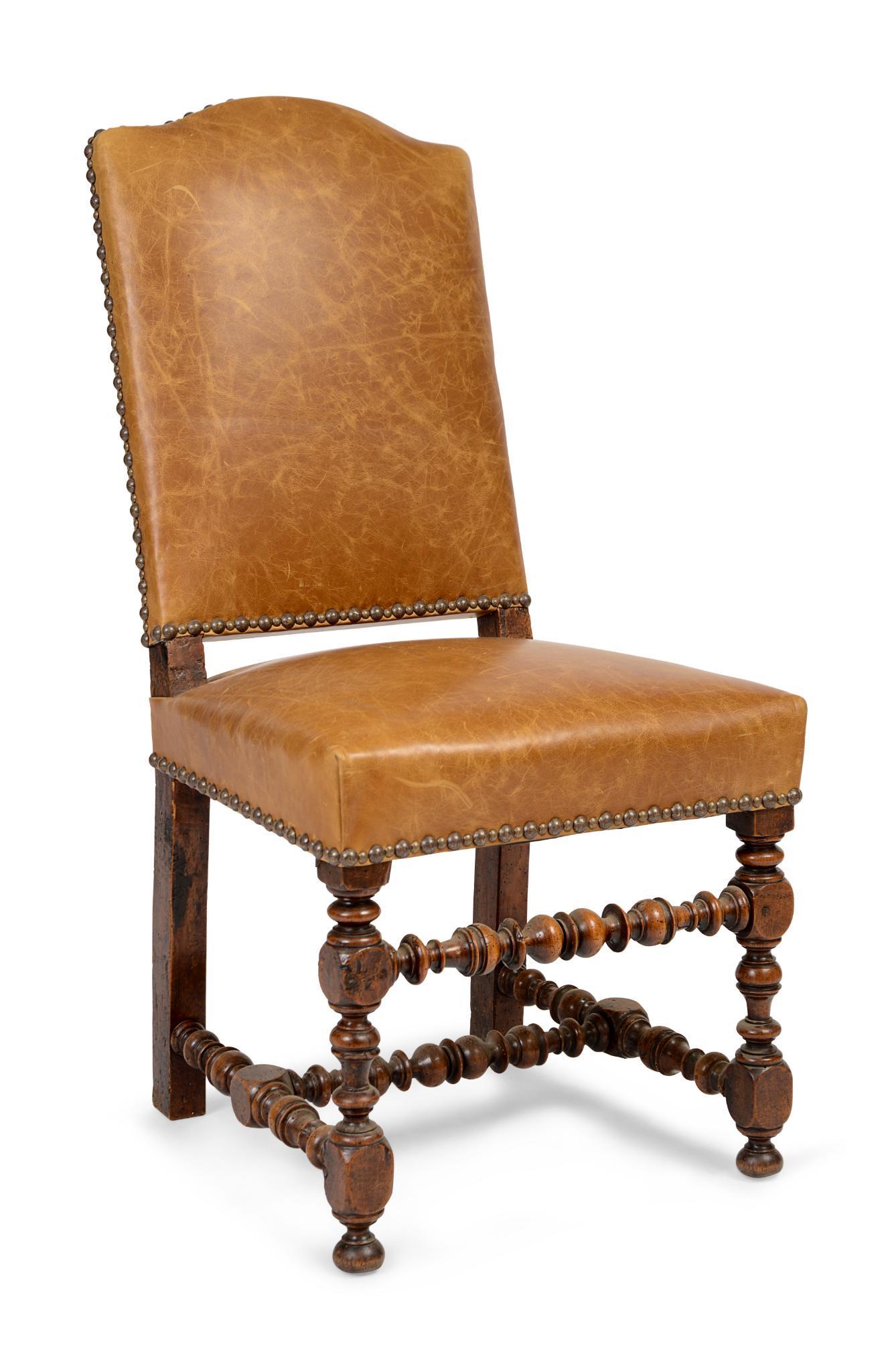 Baroque Period Fruitwood Side Chair.: Circa 1670, seat height 18.5 inches, overall height 39.5 inches.With later cigar leather upholstery.
