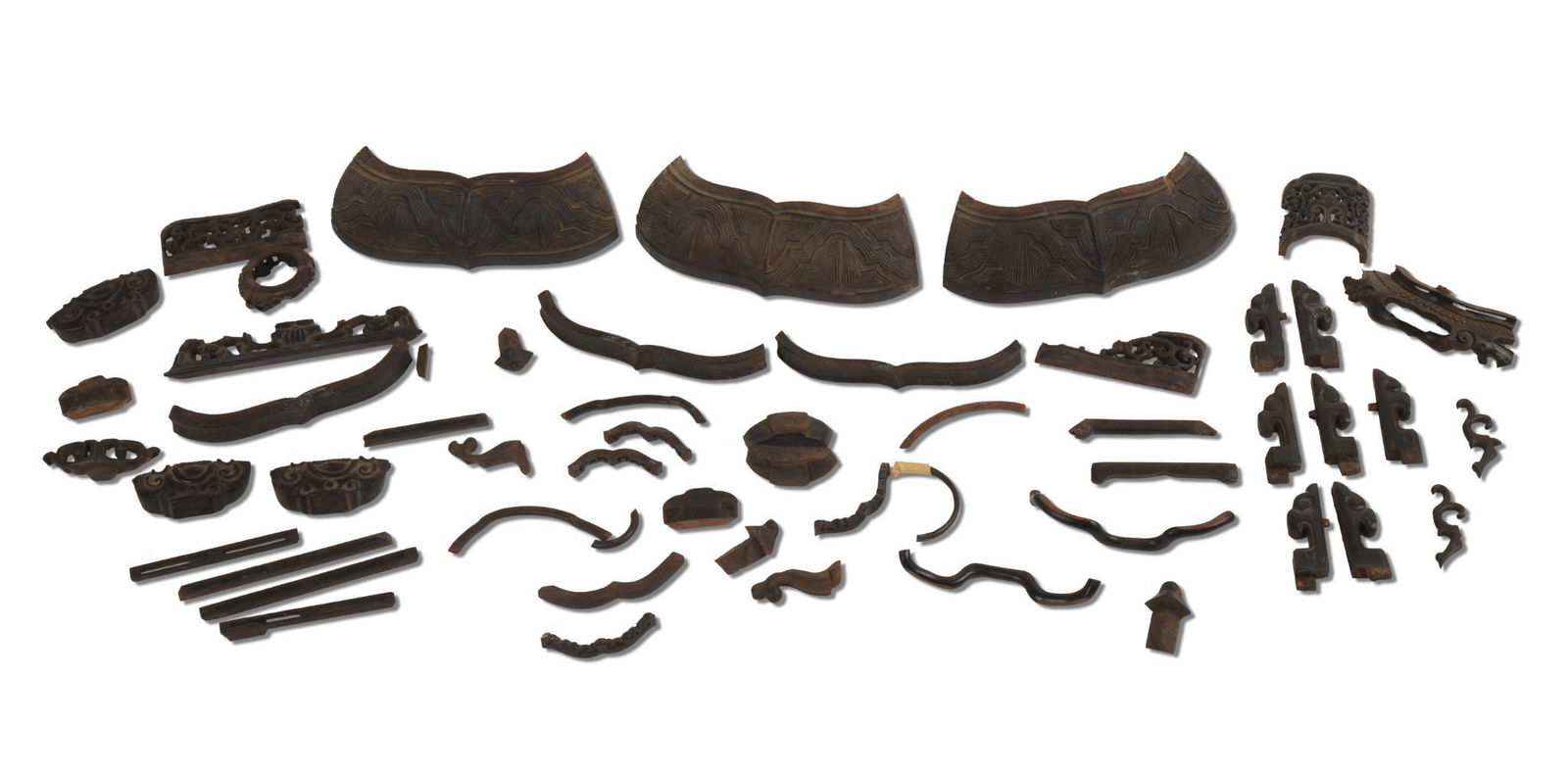 Lot of Chinese Carved Wooden Display Stand Fragments. (1 of 3)