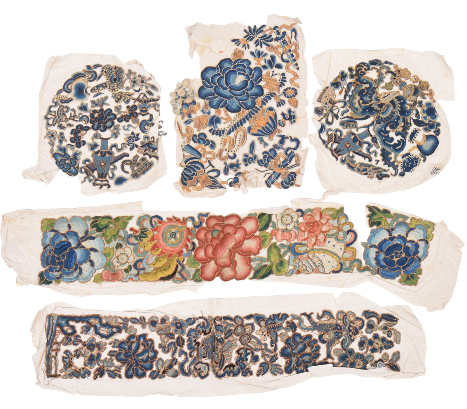 Five Fine Chinese Unused Embroideries (1 of 3)