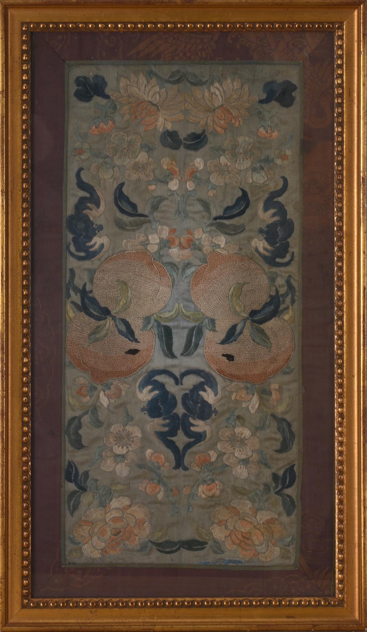 Chinese Silk Embroidery Panel.: Framed, 20 x 11.5 inches.