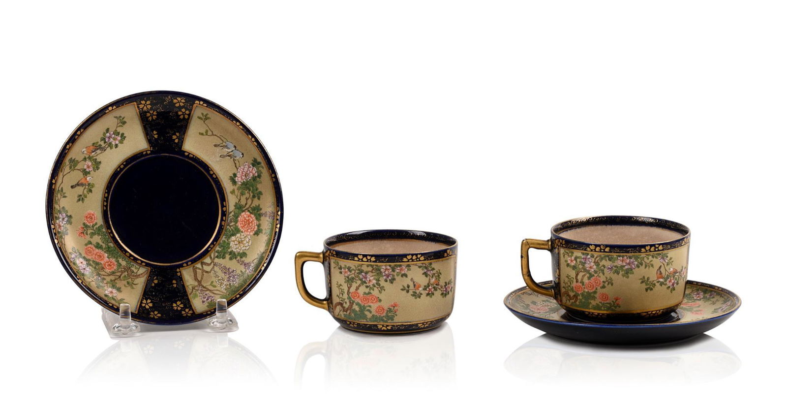 Pair of Very Fine Japanese Satsuma Cups and Saucers. (1 of 5)