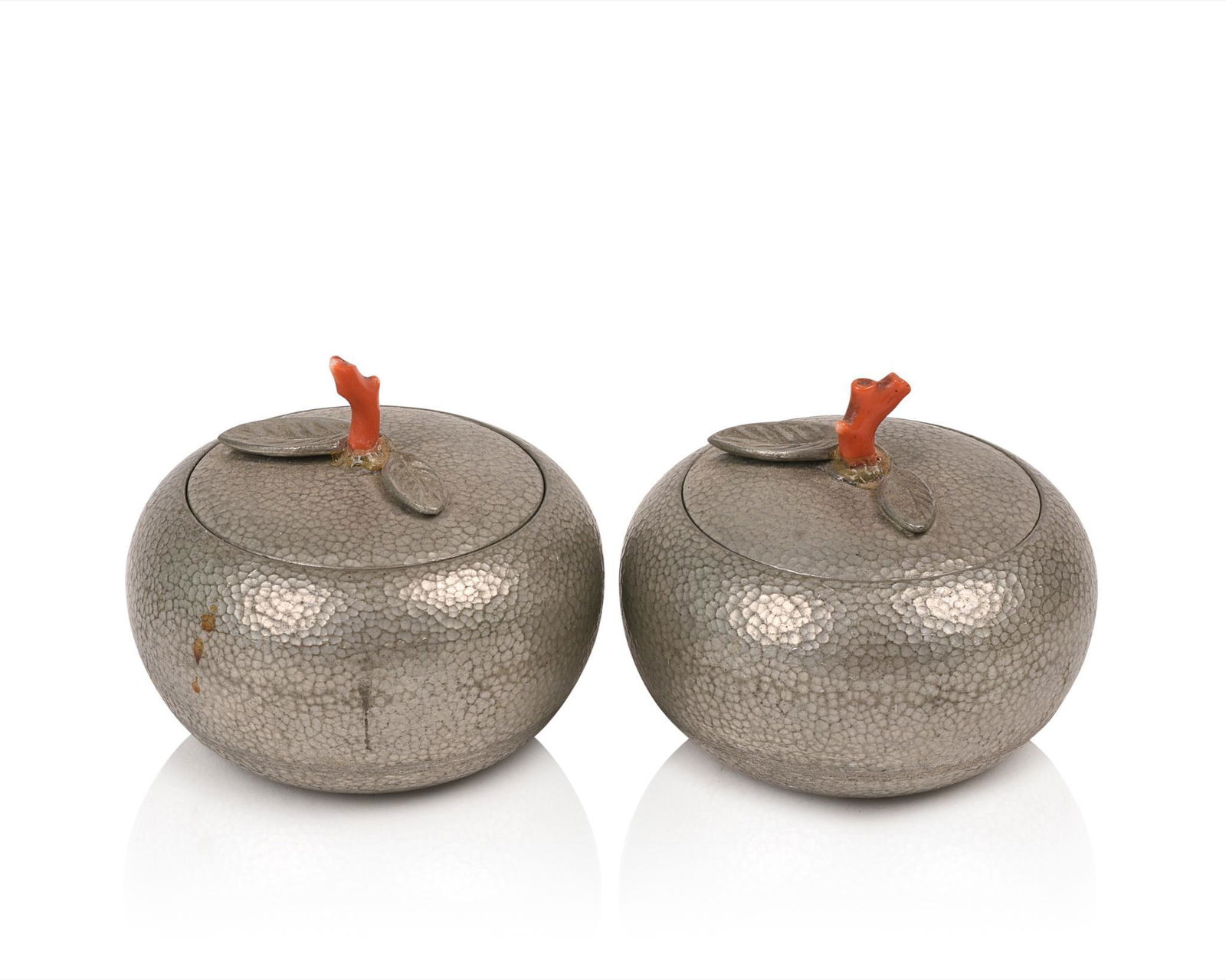 Two Japanese Pewter Boxes with Coral Handles (1 of 5)