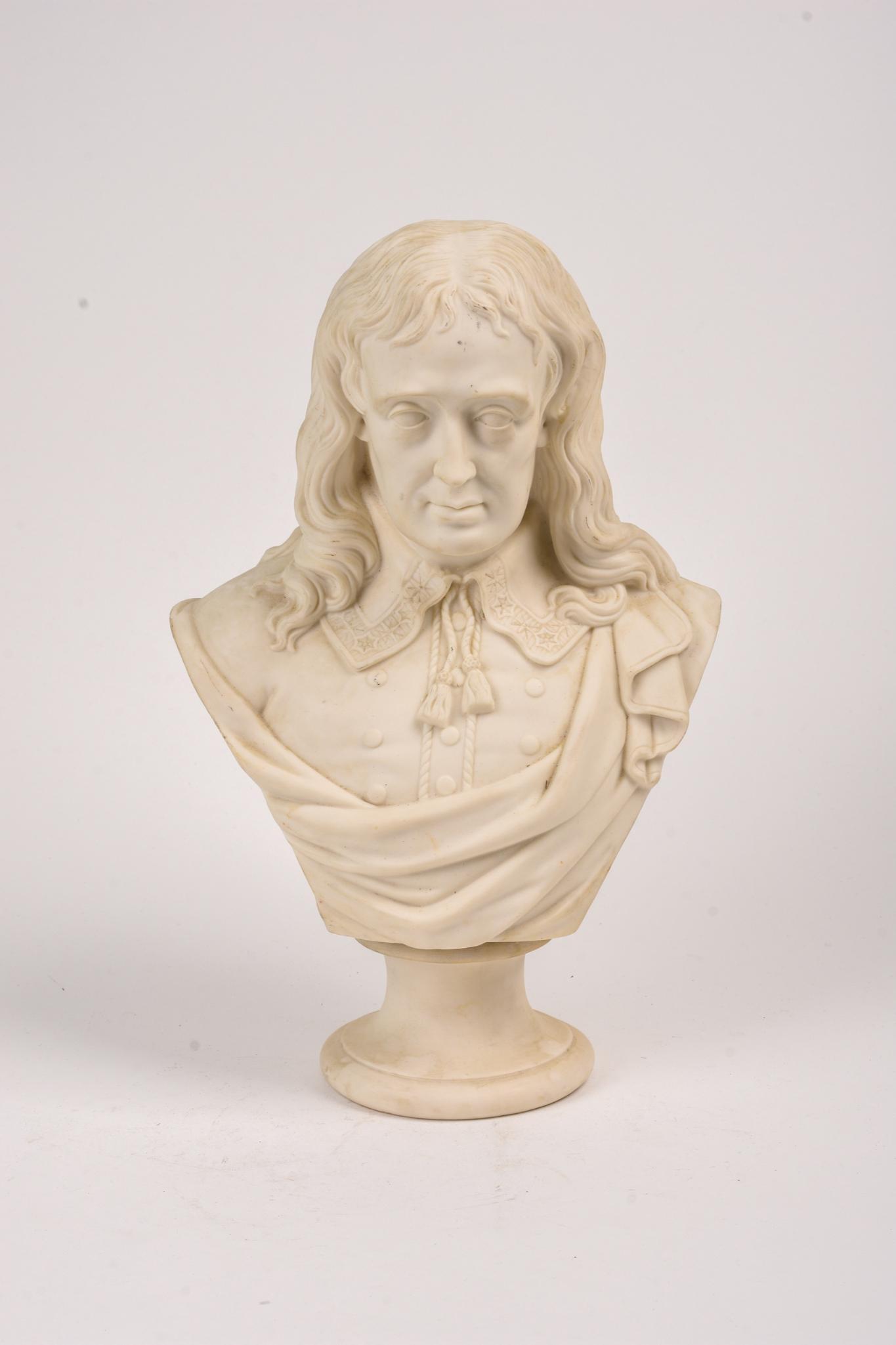 Parian Bust of John Milton.: 19th c., unmarked, possibly Robinson and Leadbeater. Height 12.75 inches.